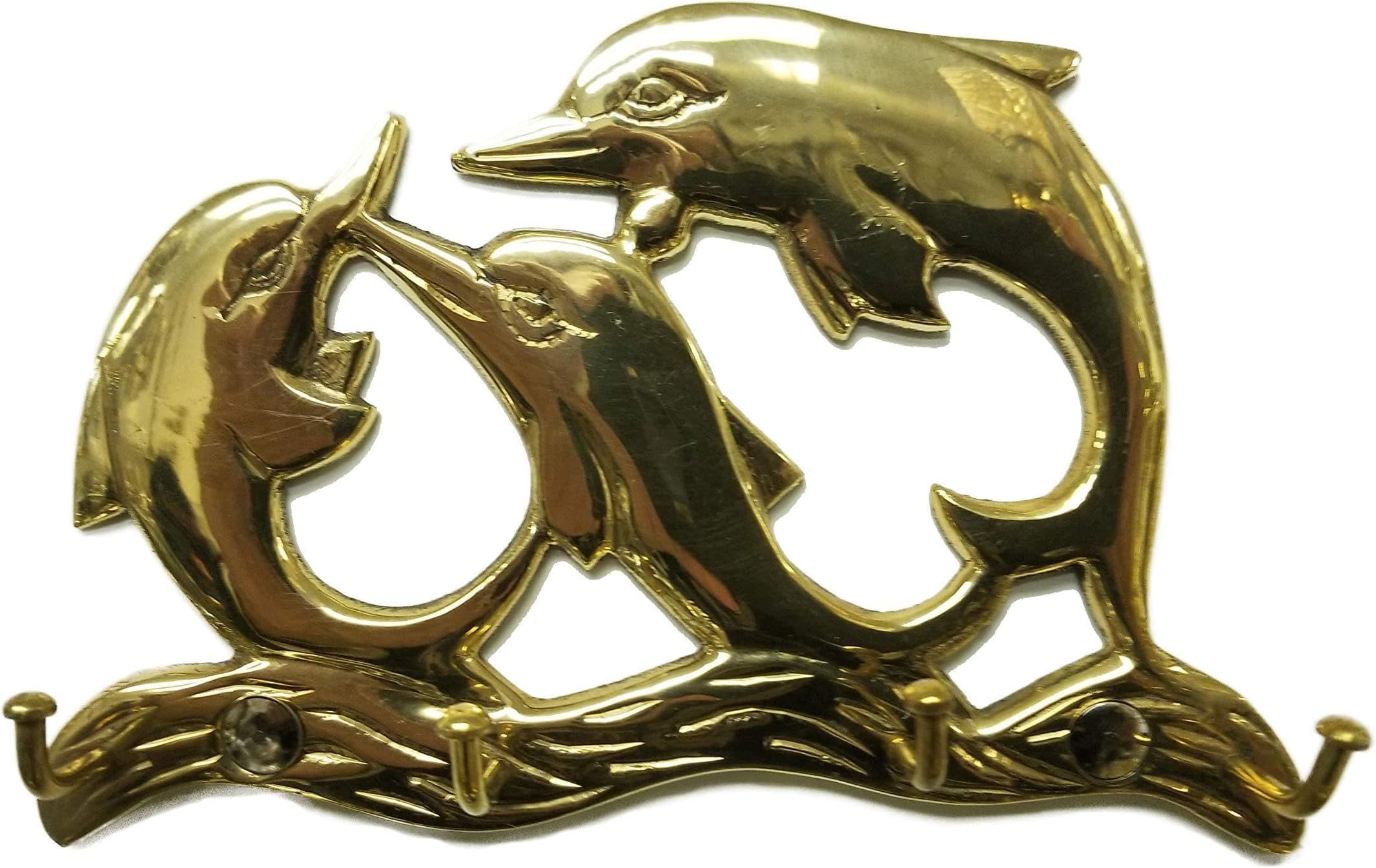 Solid Brass Dolphins Key Hangar 6" X 3 1/2"