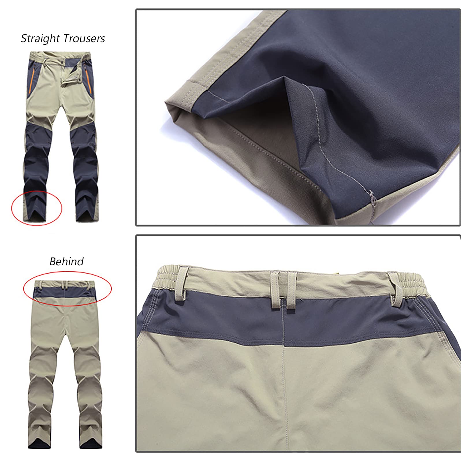 Hombres Pantalones Senderismo Secado Rápido Caza Pantalones Exterior Impermeable Pesca Montaña Pantalones(Size:3XL,Color:D)