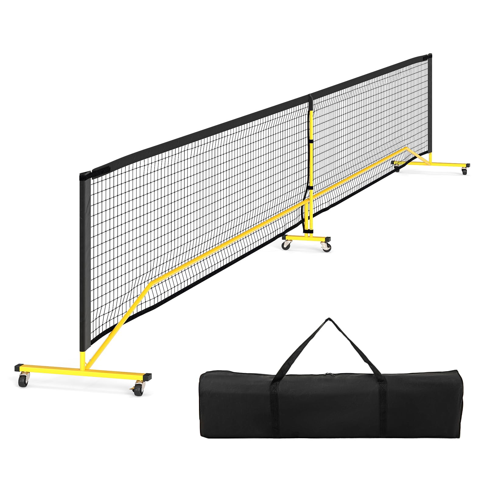 GYMAX Pickleball-Netz 674,5 cm, Pickleball-System mit Tragetasche, leichtes Pickleball-Netz-System mit PE-Netz & Metallgestell, Sportnetz für Outdoor- & Indoor-Spiele auf der Auffahrt