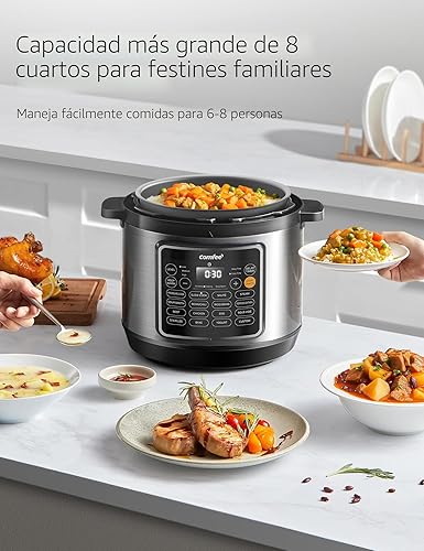 Miniatura 8 de COMFEE' Olla de Presion olla a presión de 8 cuartos con 16 funciones de cocción, olla antiadherente para hacer yogur, arrocera, olla de cocción