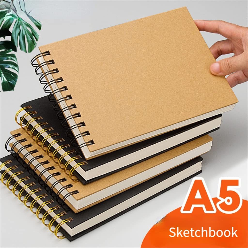 Quaderno da disegno portatile, formato A5, dipinto a mano, carta bianca, bobina spessa, fogli sciolti, copertina rigida, libro per pittura speciale