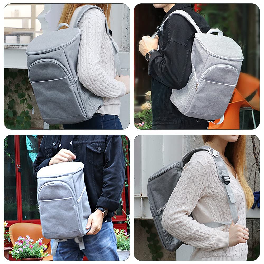 Doppeldecker weicher Kühlrucksack mit hartem Innenfutter, Wärmedämmtasche Oxford wasserdichte Lunchbox Isoliertasche Leichter Rucksack für Camping BBQ Familie Outdoor-Aktivitäten