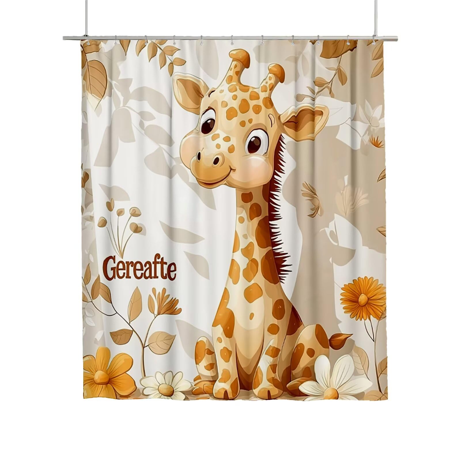 Rideau de douche gris 180x180 cm girafe en tissu lavable pour baignoire