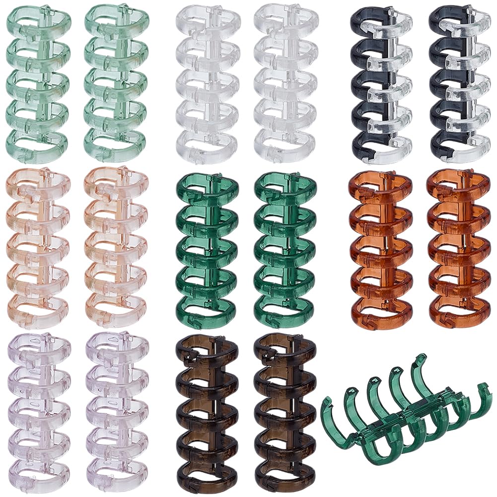 SOFPLATE 32Pcs 8 Colors 5 Binder Rings Colored Loose Leaf Rings Plastic Assorted Snap Split Hinged Translucent Binding Spines Combs for DIY Scrapbook Photo Album Notebook Travel Diary Office Supply