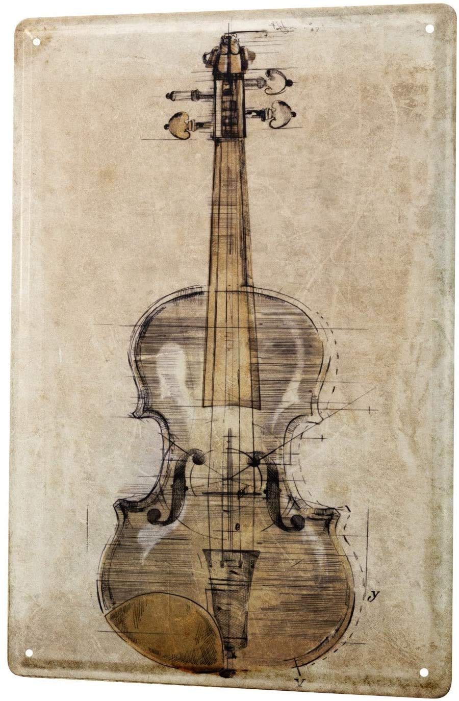 Vintage Tin Sign 16x12Inch,Bar ation Nostalgia Violin,Wall Sign Art Iron Painting Retro Metal Plaque Decor Warning Signs for Cafe Bar Supermarket Cafeteria Home