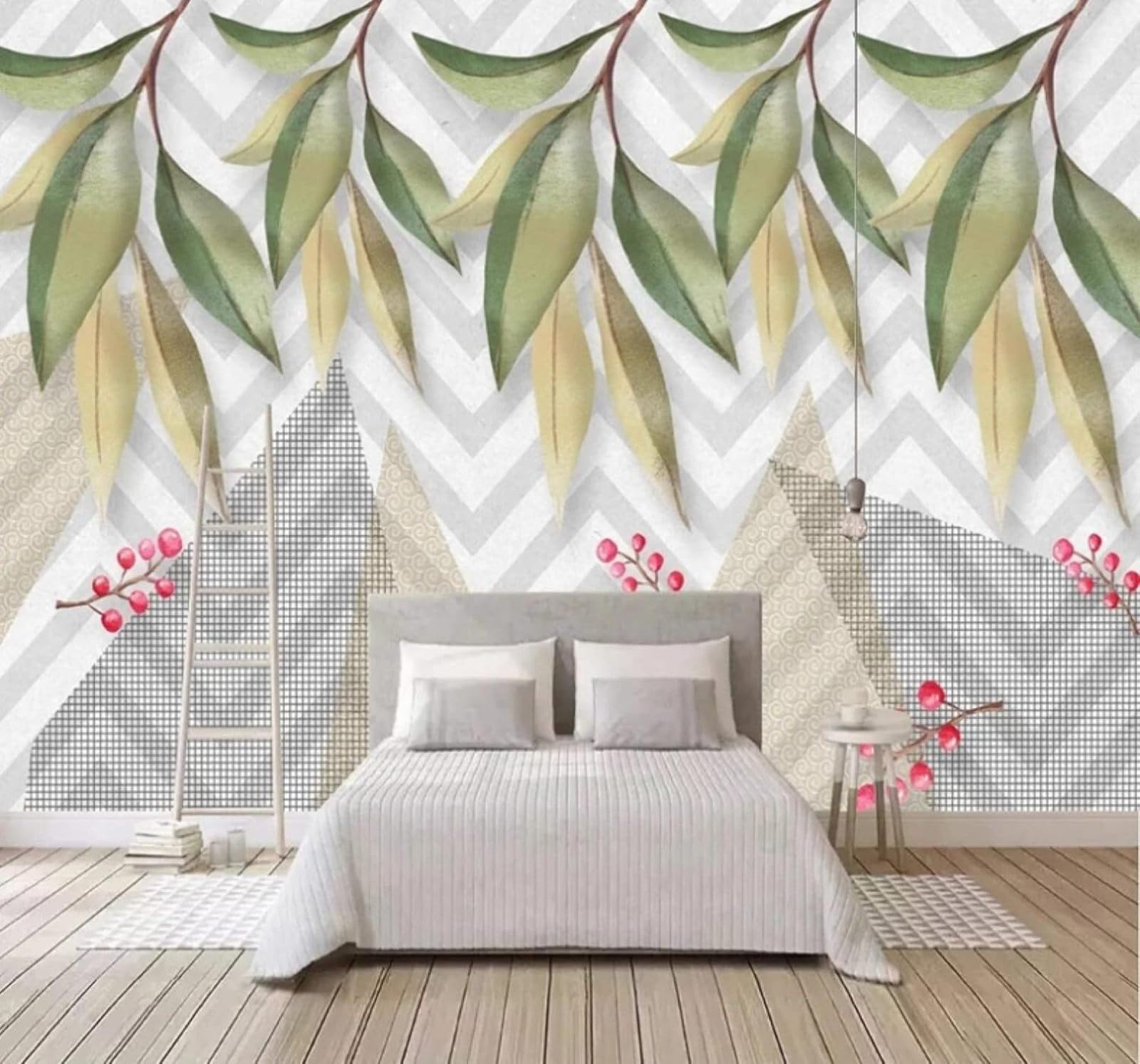 XLMING Hand Drawn Fresh Plants Abstract Geometric 3D Wallpaper Luxury Home Dining Decor Paste Sofa Living Room The Wall for Bedroom Mural-350cm×256cm