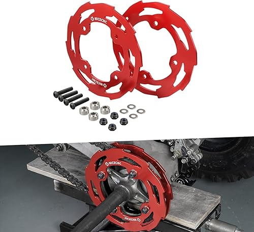 NICECNC Protector de cadena de protección de piñón rojo compatible con Yamaha YFZ450R 2009-2023 2022 2021 2020 2019 2018 2017 YFZ450RSE 2017-2023