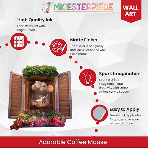 Miniatura 5 de Pegatina con agujero de ratón, adhesivo de pared extraíble, decoración de cocina, amante del café, refrigerador, diversión, agujero de ratón,