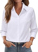 siliteelon Button Down Shirts for Women: Wrinkle Free Long Sleeve Regular Fit Collared Dress Shirt Solid Formal Office