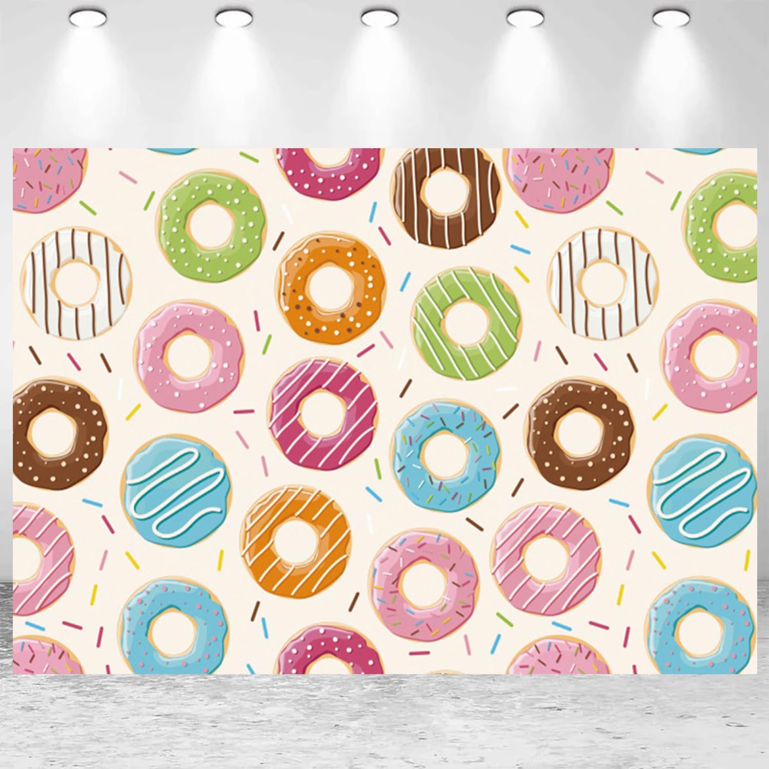 7x5ft Donut Backdrop Cute Donuts Colorful Sprinkles Photography Background Donut Theme Kids Happy Birthday Baby Shower Party Decorations Banner Photo