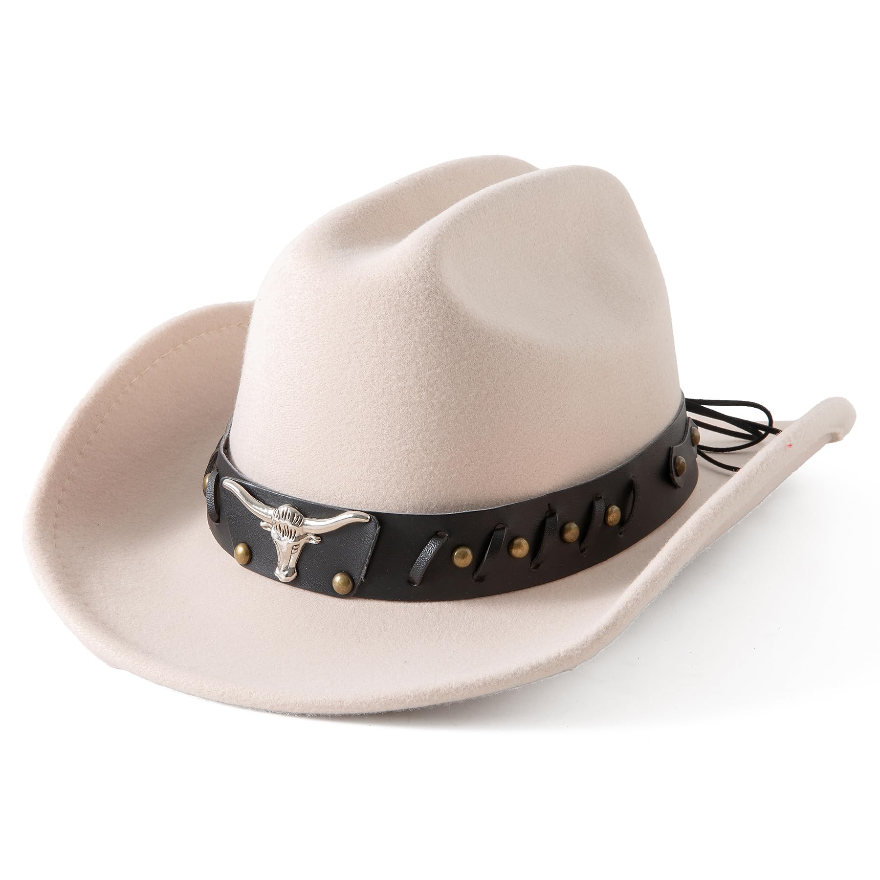 Lanzom Cappello da cowboy per donne e uomini con cappello western in feltro a tesa larga modellabile per cowboy e cowgirl
