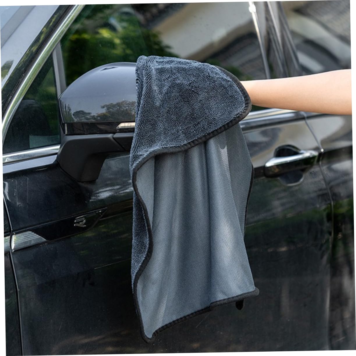 Mikinona Panno per Lavaggio Auto in Microfibra 60x160 Cm, Morbido | Asciugatura e Pulizia Accurata, Panno Monofaccia Frange, Riutilizzabile