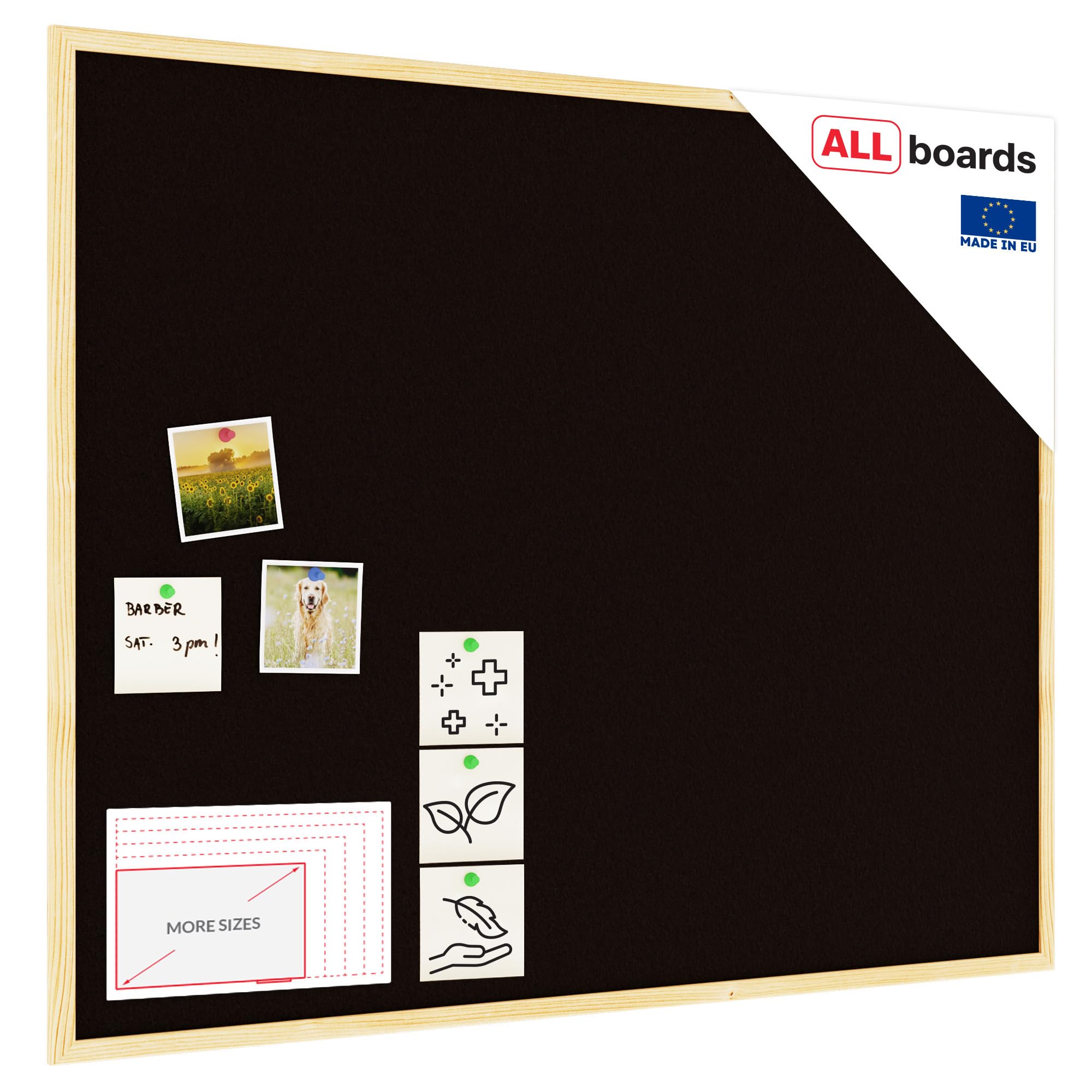 ALLboards Cork Board Black Cork with Wooden Frame 100x80cm, Corkboard Bulletin Board Notice Board โ image 1