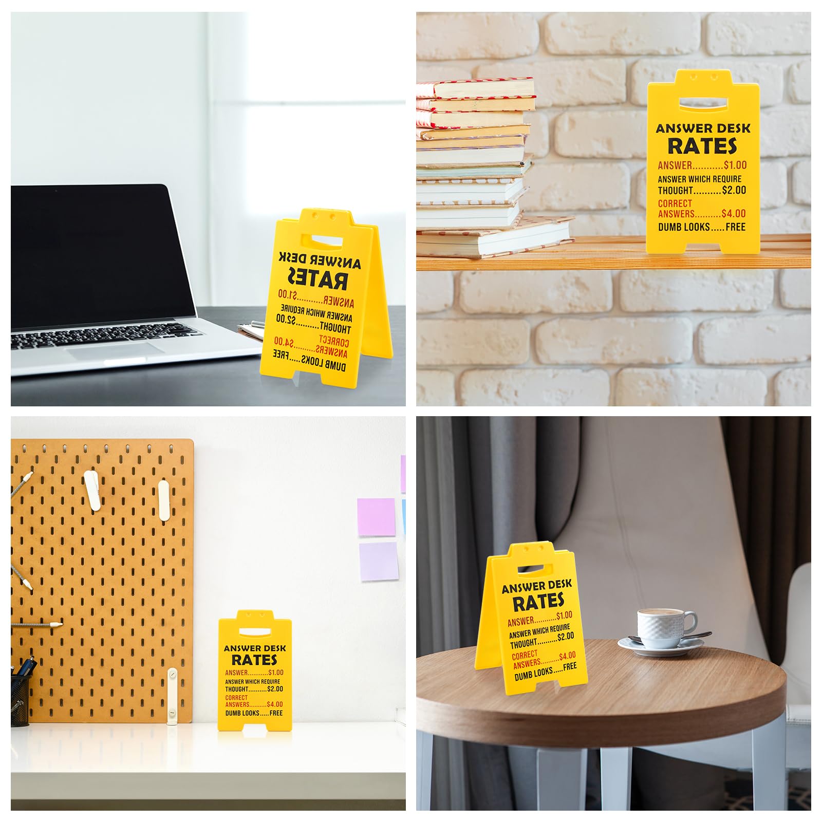 Funny Answer Desk Rates Sign, Team Office Gag Gifts Office Desk Sign Cubicle Decor Cool Work Accessories for Coworker Teammate Employee Boss Manager Supervisor White Elephant Gifts