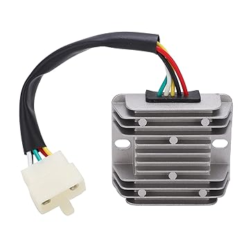 Motorcycle Rectifier, Voltage Rectifier Plug and Play 5 Wire Heat Dissipation Flat Head Male Plug Aluminum Alloy for Scooters for Moped for ATVs