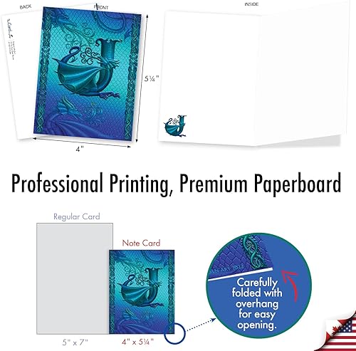 Miniatura 8 de The Best Card Company - 20 tarjetas de notas en blanco con monograma de colores surtidos, caja personal estacionaria a granel de 4 x 5.12 pulgadas