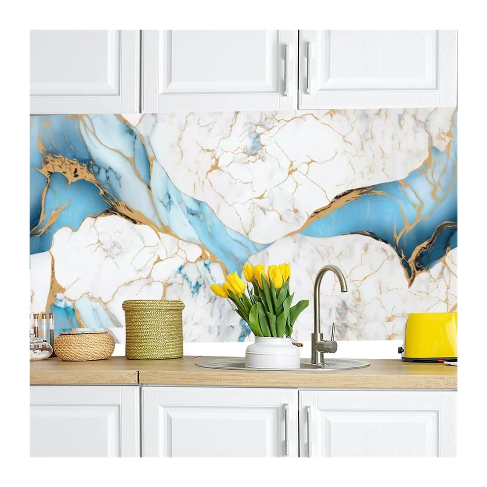 Marble Contact Paper Waterproof Foil Marble Decor Contact Paper for Kitchen Mesa Self Adhesive Removable Wallpaper Stickers for Bathroom(40x100cm)