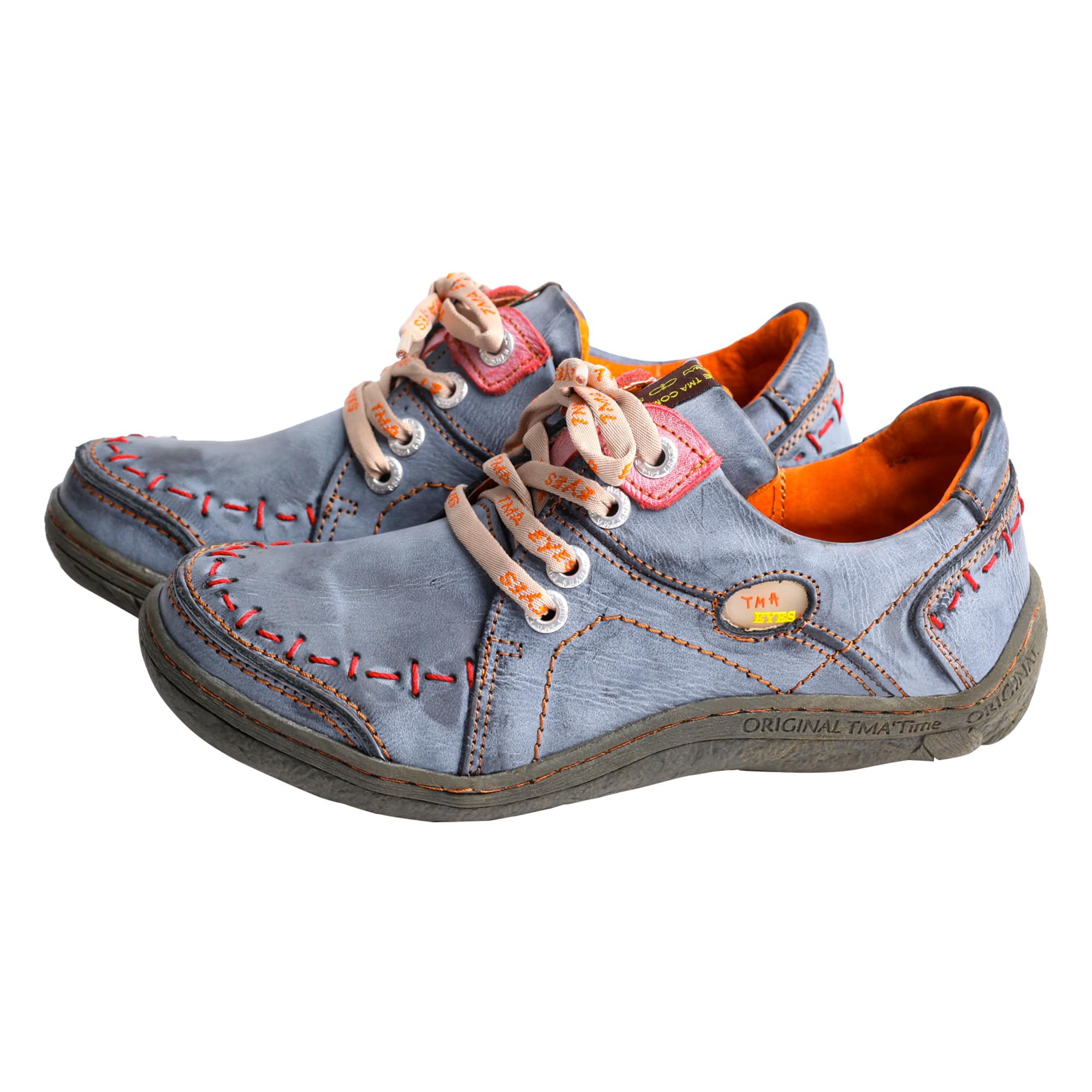 TMA EYES cómodos, de Moda y Retro Zapatos Casuales de Cuero cosidos a Mano