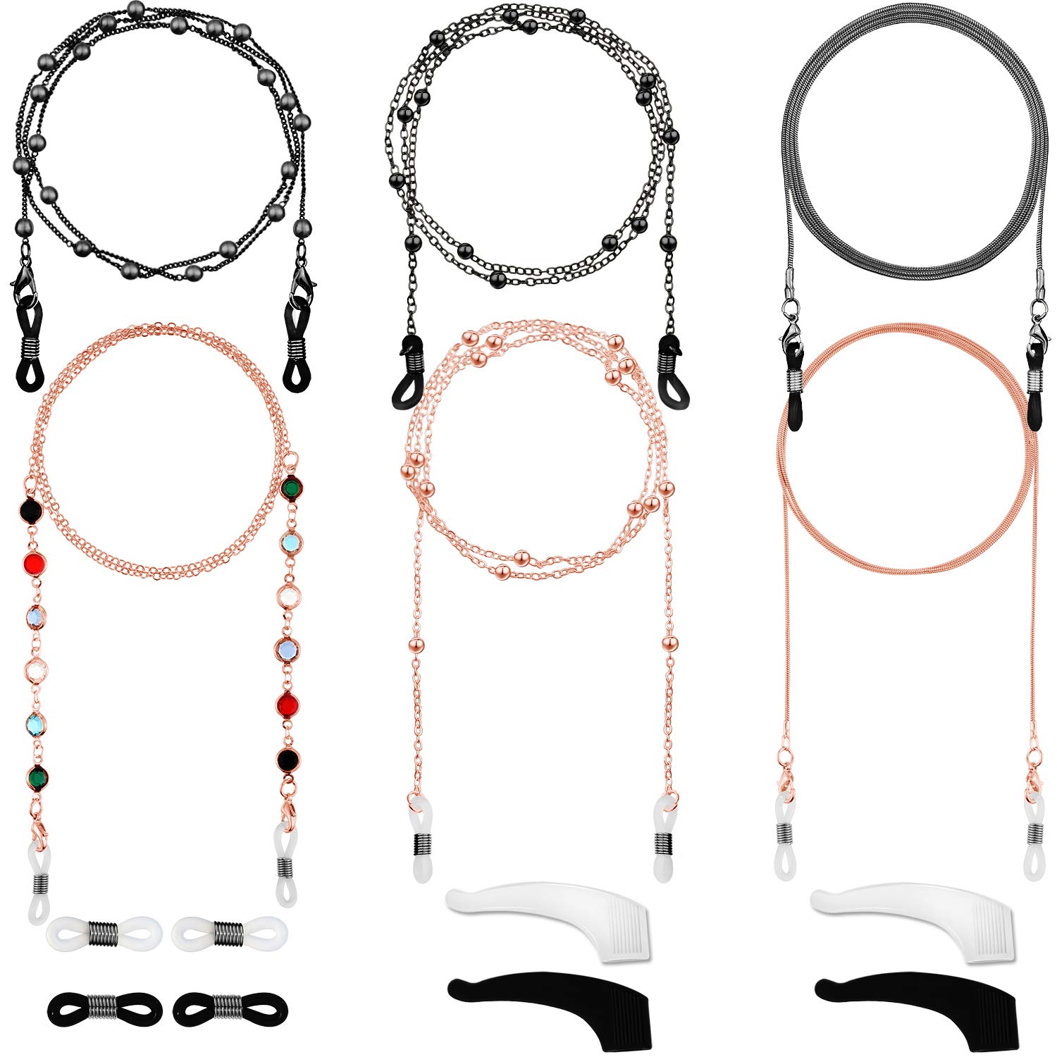 Frienda 6 Piezas Cadena de Gafas Retenedor de Gafas Elegante Cordón Gafas con Abalorios