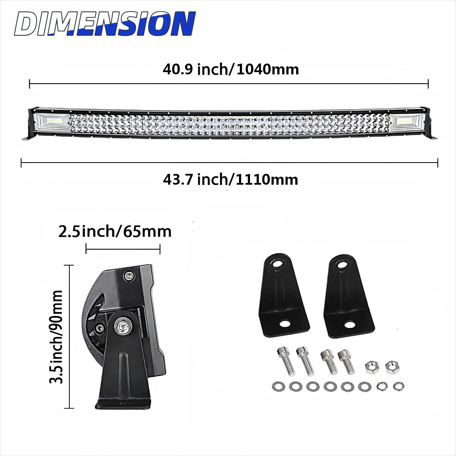 Led Arbeitsscheinwerfer 42 Zoll 540W Gebogen Led Lichtbalken Scheinwerfer Mit Kabelbaum DREI Reihen Zusatzscheinwerfer Light Bar für Traktor Auto 4x4 SUV (42 Zoll Gebogen 540W)