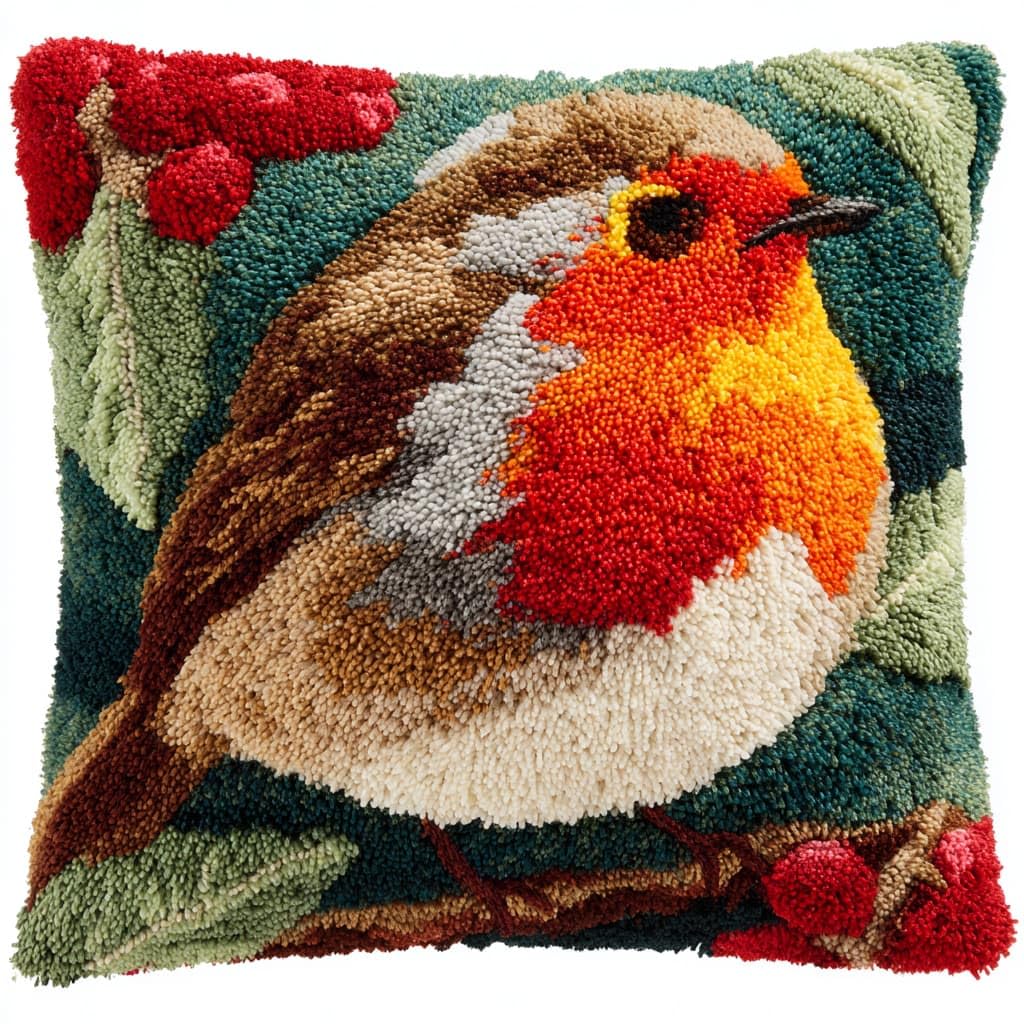 Taxpy DIY Latch Hook Kits, Animals Birds Pillow Embroidery Carpet Set Needlework Crocheting Cushion Pillow Case Embroidery Set 43x43cm