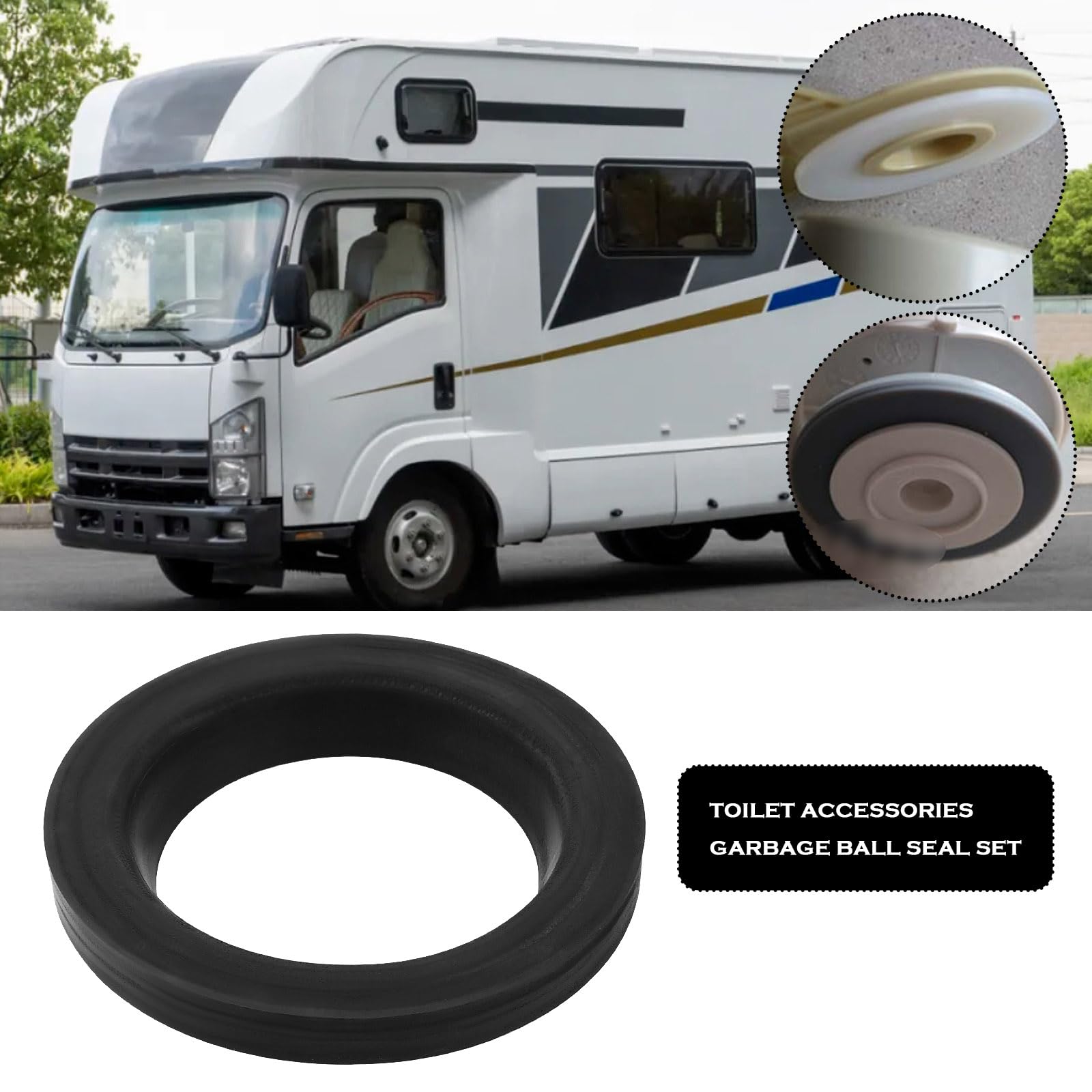 Wohnmobil-WC-Dichtungsset, RV-Abfallkugeldichtung, kompatibel mit Thetford Aqua Magic Style II Style Plus Syle Lite RV WC-Teile, bündig Kugeldichtung, Ersatz