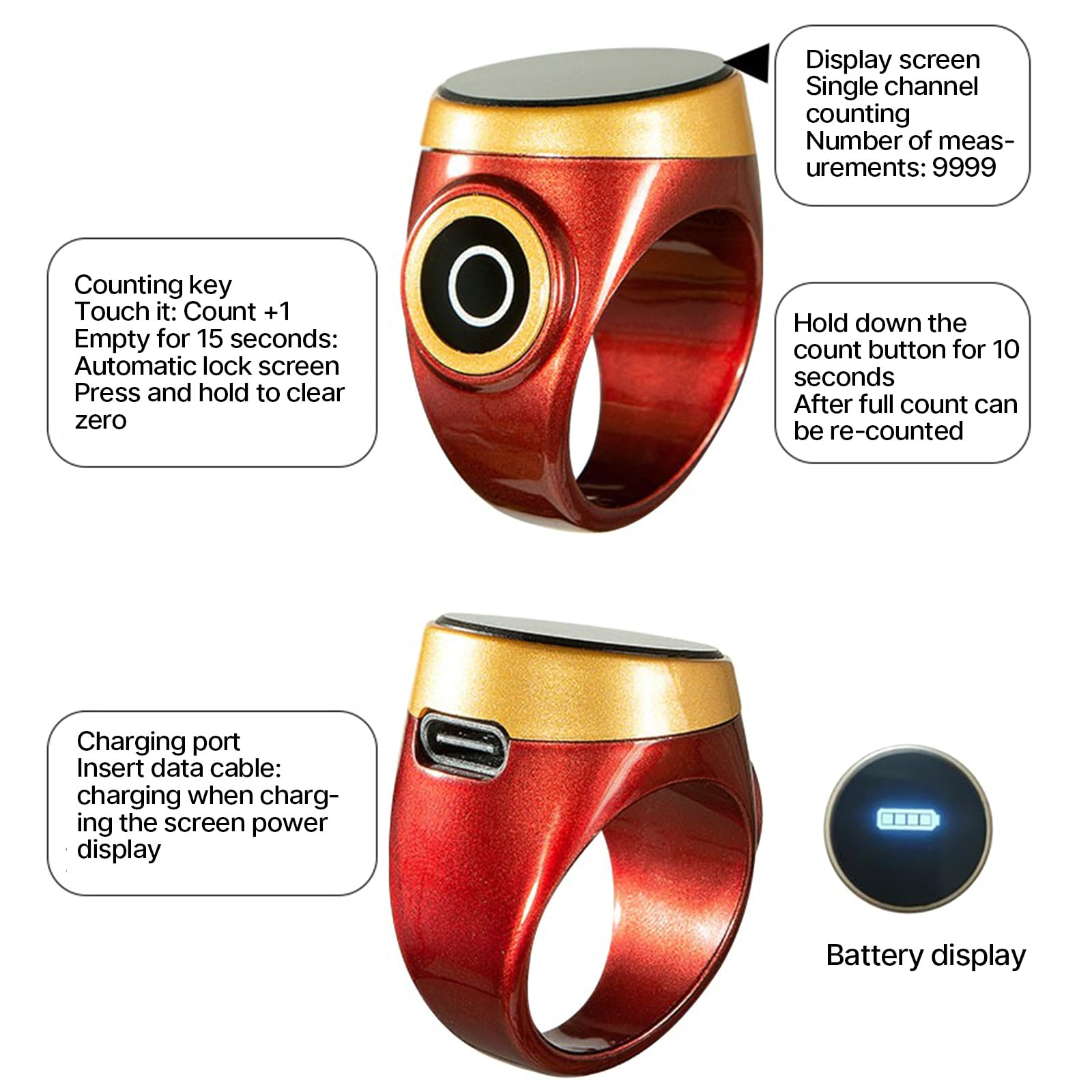 CHENZILIN Digital Counter Rings Counter Electronic Counters ABS Counter Innovative Track Prayer Reminders & Stay Connectes