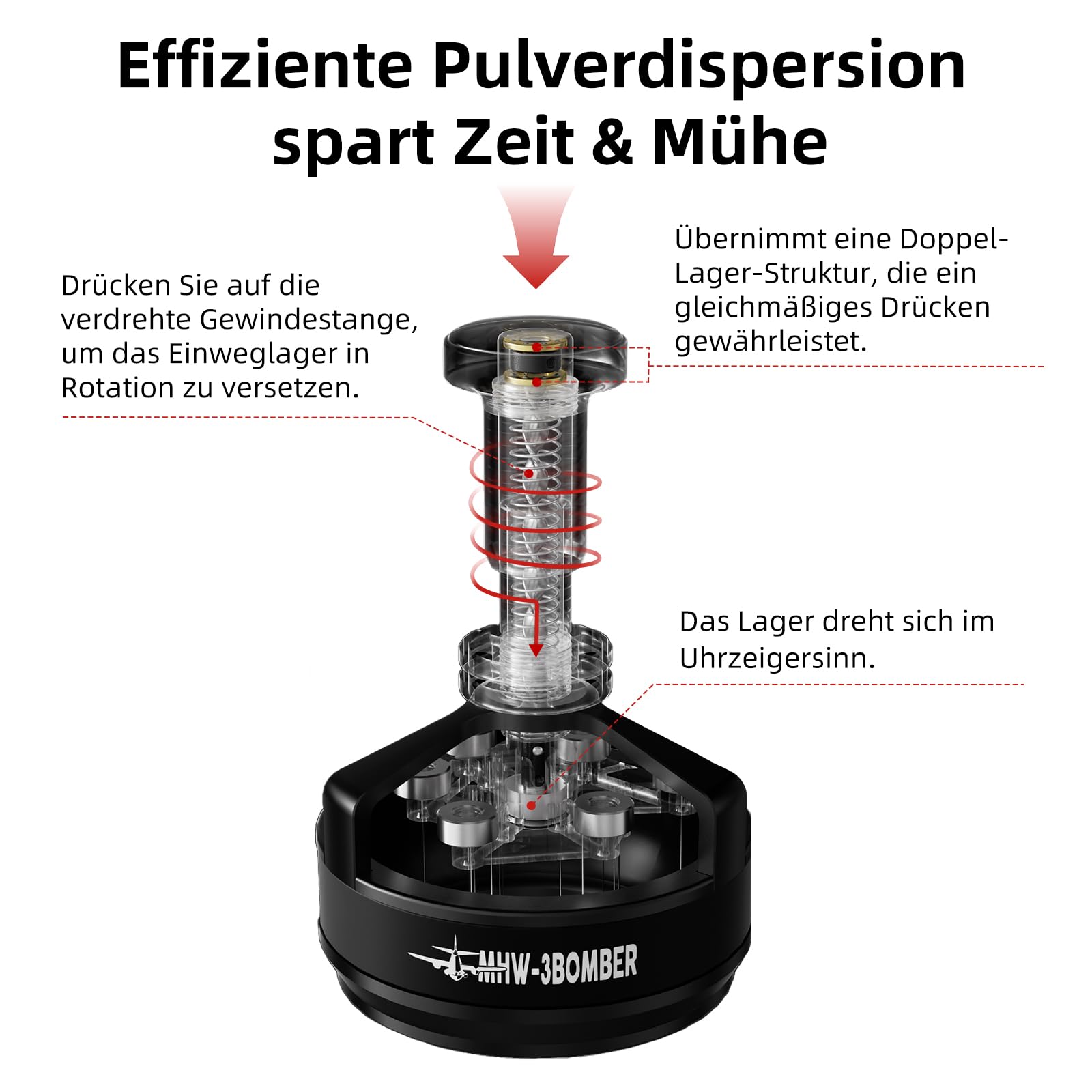 MHW-3BOMBER Yu Cyclone WDT Tools Espresso-Rührer, Verteilungswerkzeug für Barista, 0,25 mm, 14 Nadeln, Espresso-Kaffee-Rührer, 58,35 mm, Schwarz, Modell: T5849-OS