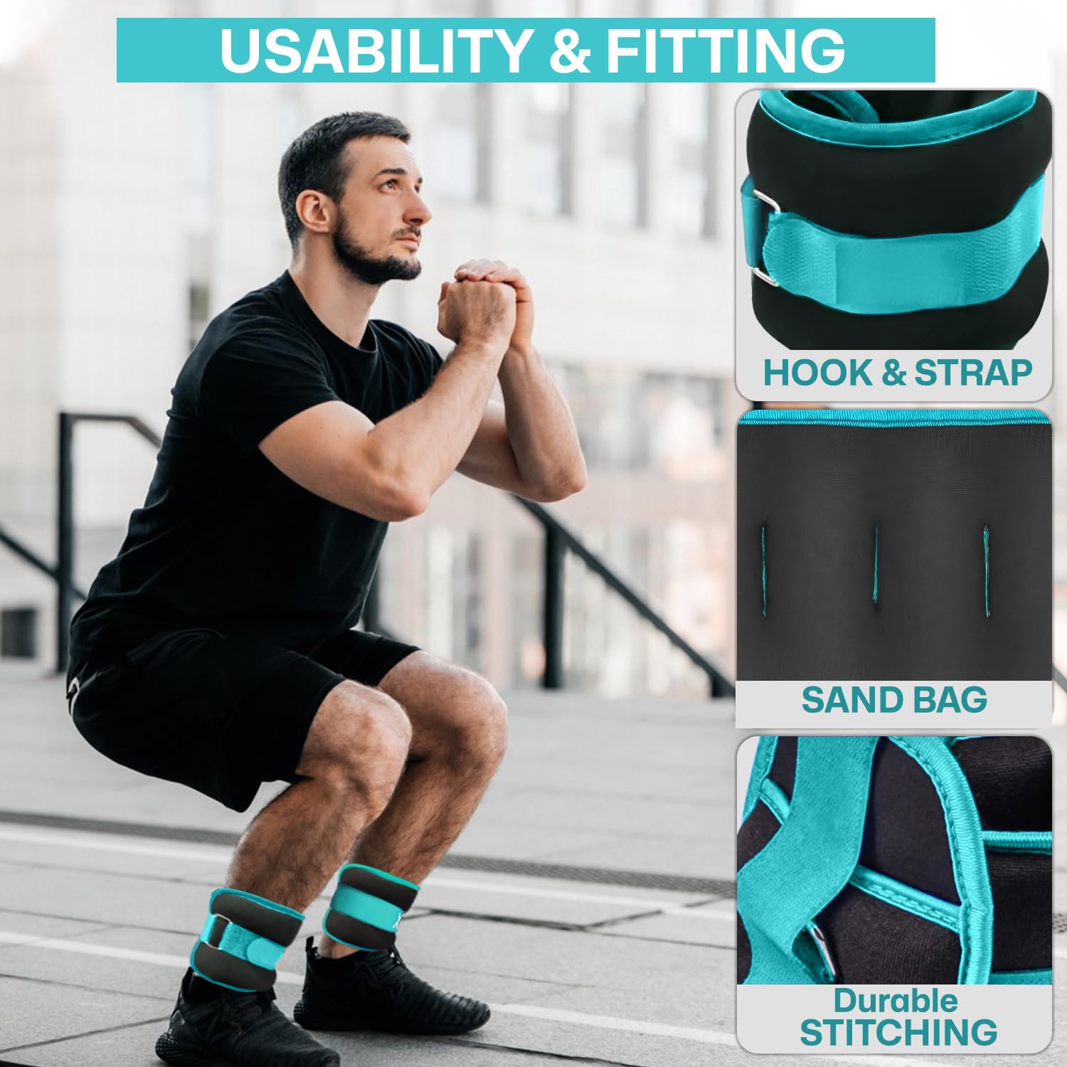Xn8 Gewichtsmanschetten Fuß, Armgewichte, Handgelenkgewichte, Verstellbar Laufgewichte für Arme und Beine 0.5kg-3kg Fitness, Bewegung, Laufen, Joggen, Gymnastik