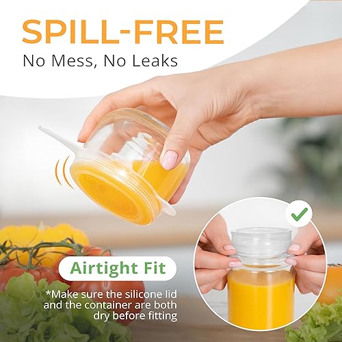 Miniatura 4 de Orblue Tapas elásticas de silicona, paquete de 6, pequeñas para almacenamiento de alimentos frescos, sella los sabores, mantiene los alimentos