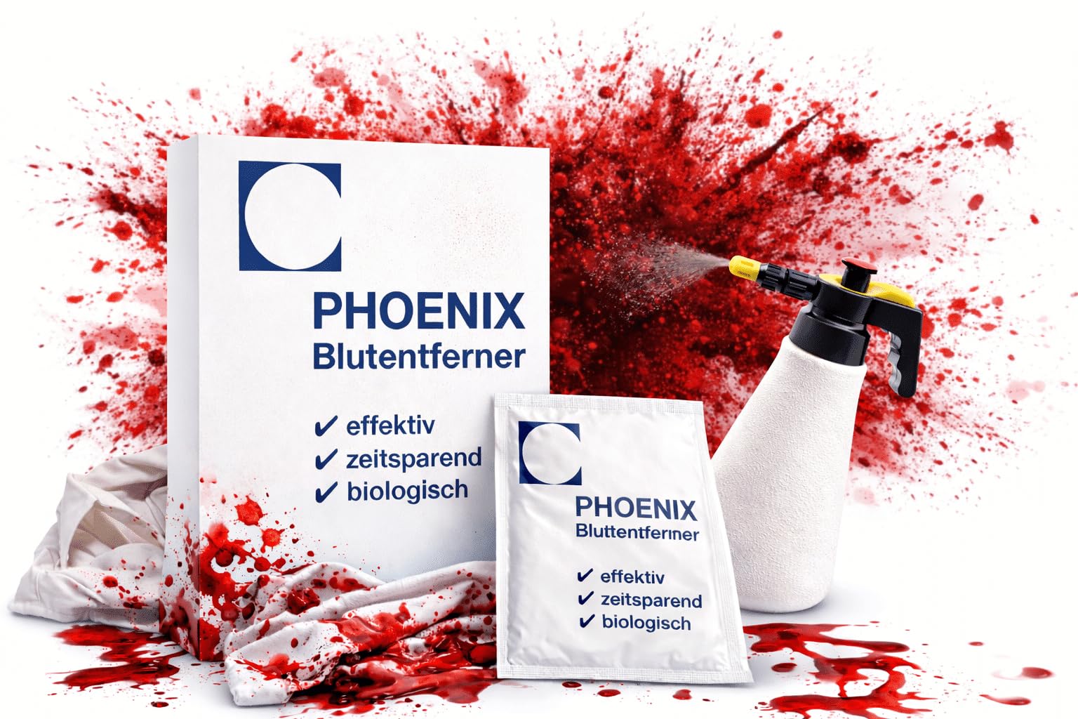 Usuwanie zaschniętych plam z krwi 500g (25L) + odkurzacz | do sof, materacy, samochodów i odzieży | Phoenix