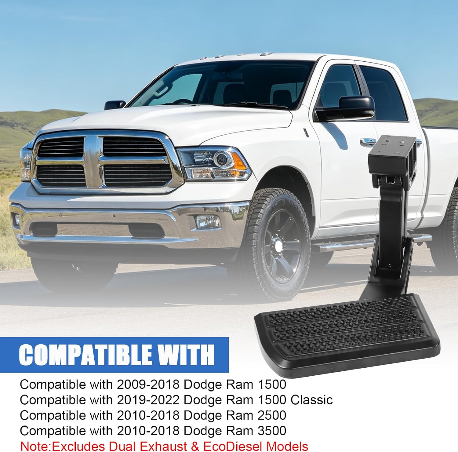 One-Piece Aluminum Rear Bed Step Fit for2009-2018 Dodge Ram 1500 2500 3500
