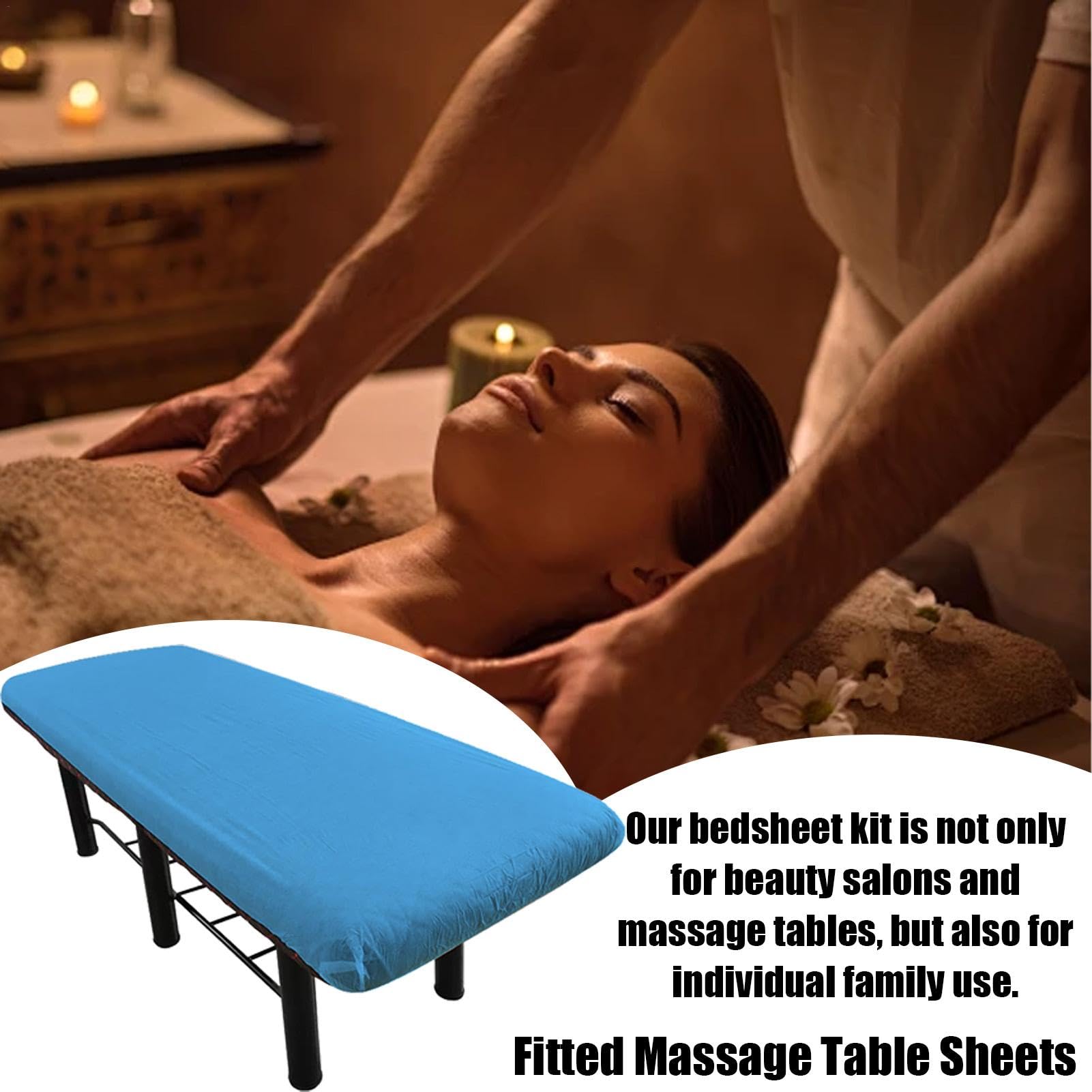 Coprilettino da Massaggio 5X - Lenzuola con Angoli | Copritavolo Blu per Spa | Morbide Lenzuola per Estetista