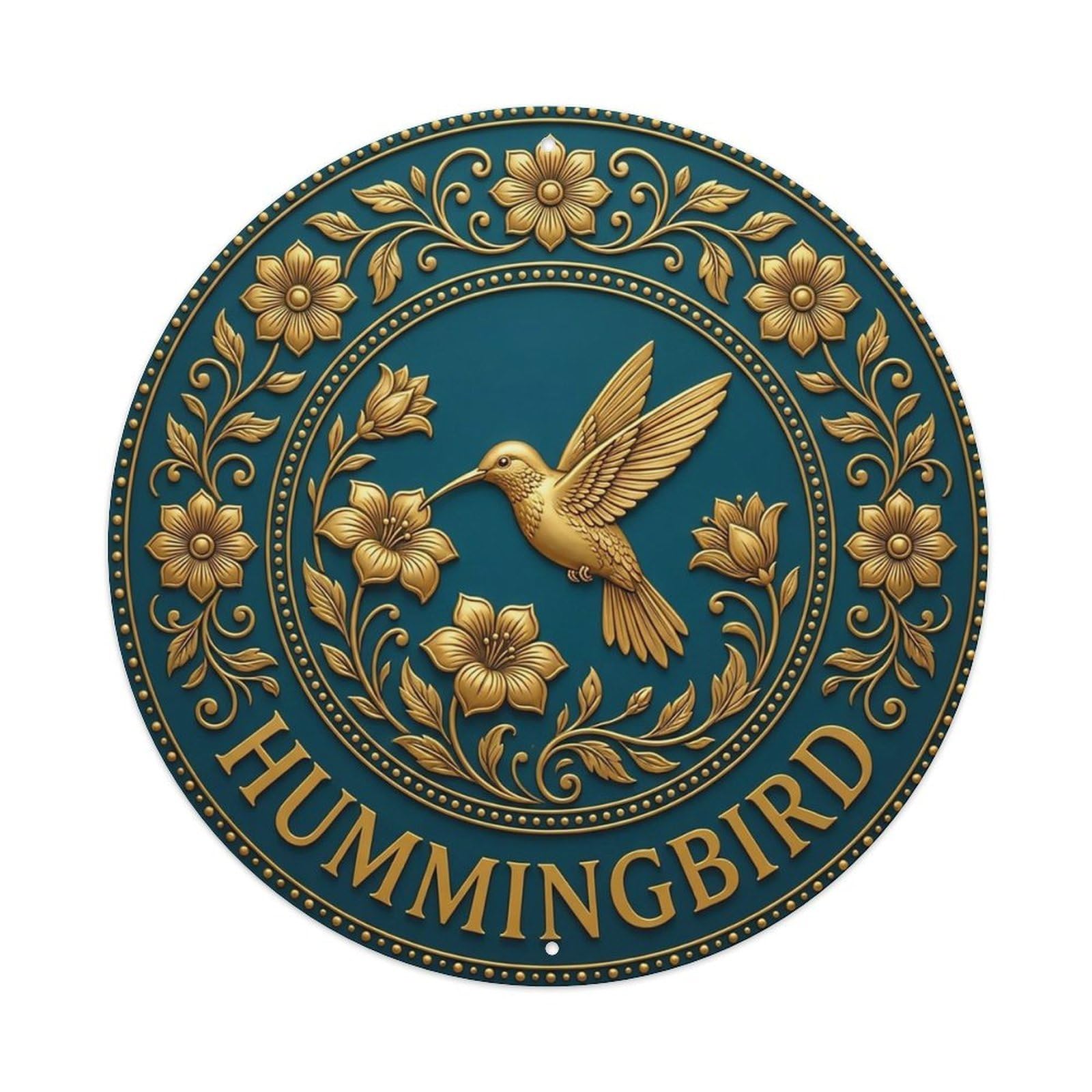 Vintage Hummingbird Flower Zen Yoga Metal Tin Sign