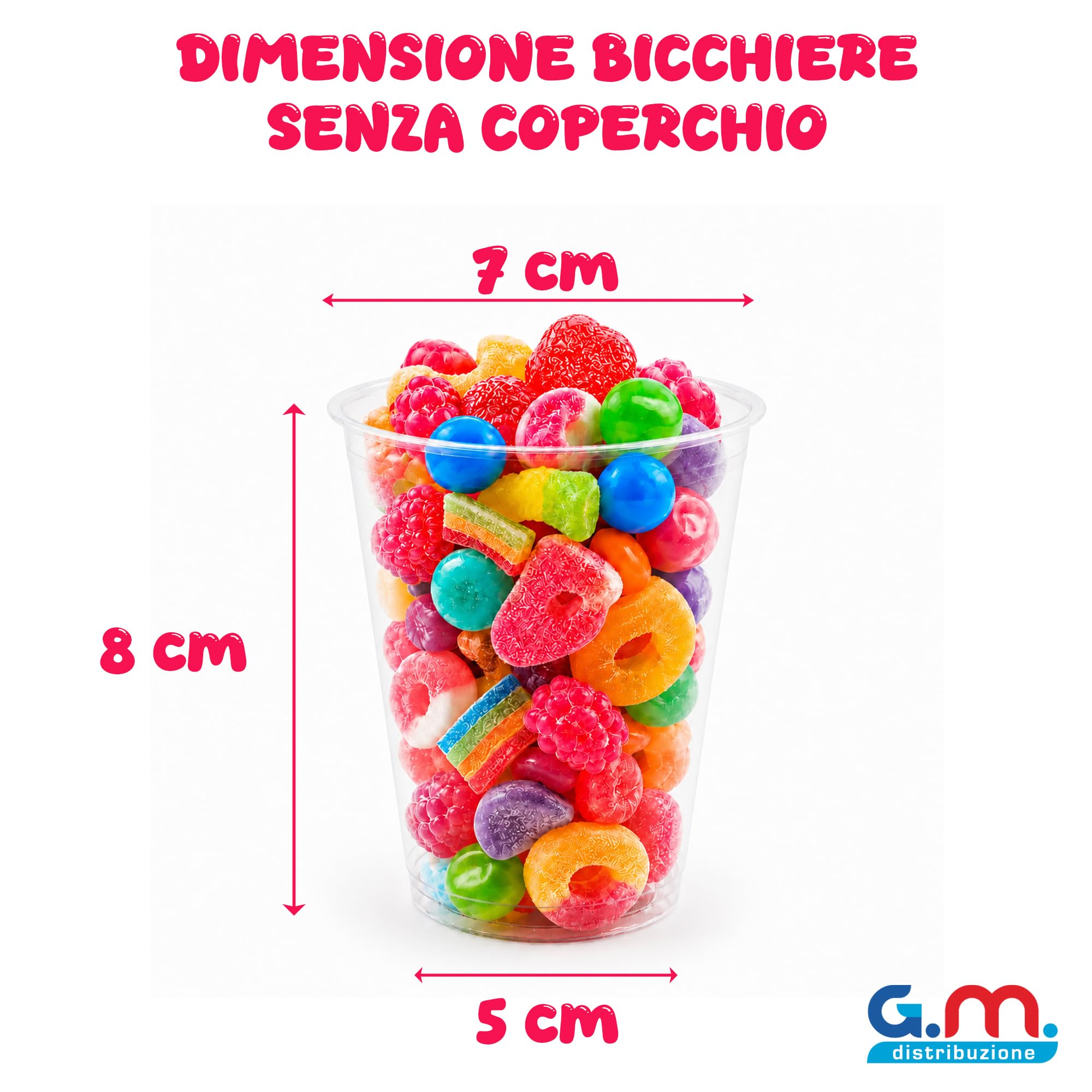1000 Bicchieri per Caramelle in PET da 200ml + 1000 Coperchi A Cupola in PS, Bicchieri e Coperchi Usa e Getta Trasparenti, Bicchiere Monouso Alta Qualità per Bar e Gelaterie.