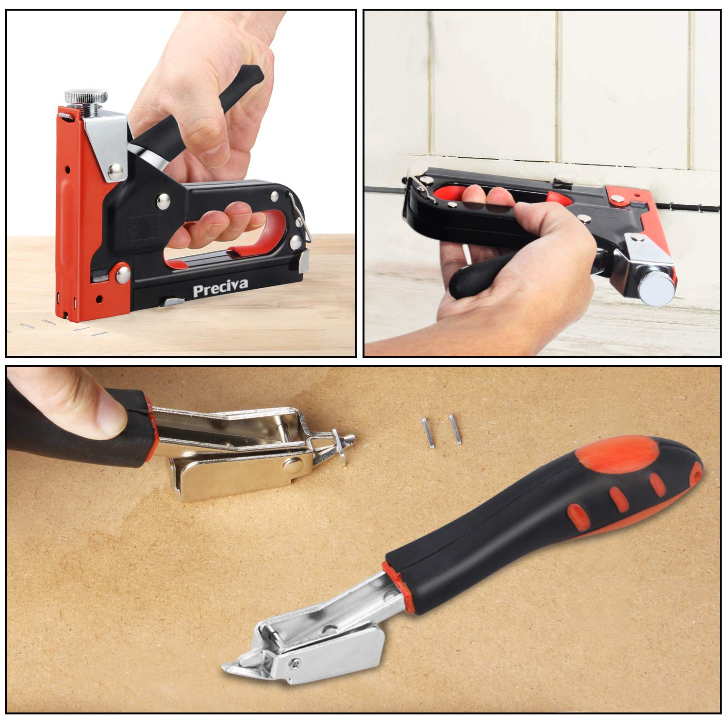 Staple Gun Kit, Preciva 3in1 Heavy Duty Stapler Gun Kit, Hand Steel