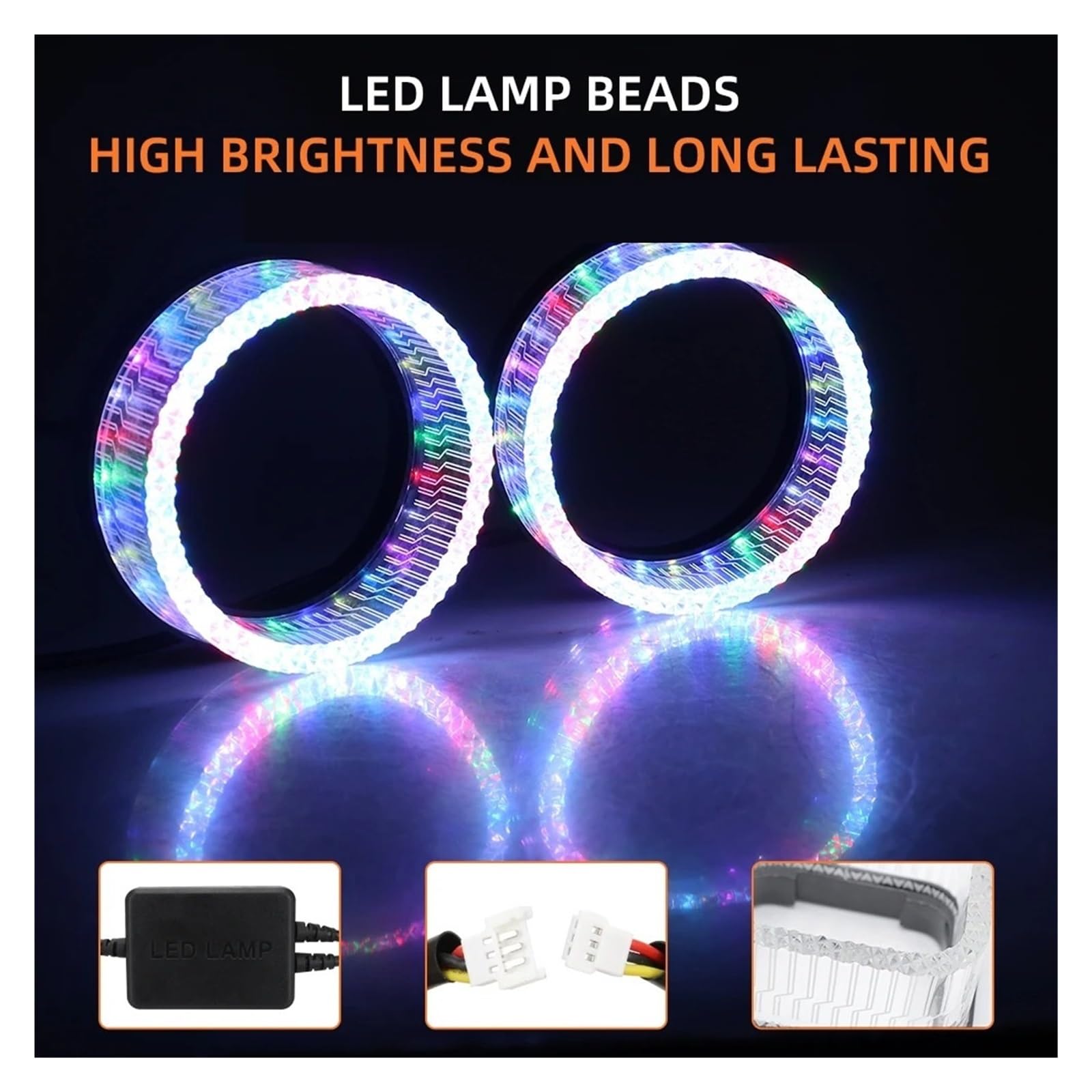 Fari occhio d'angelo Auto Moto Anello Apertura Decor Luce 1/2PCS 12V LED Rotondo Quadrato Angel Eye RGB Faro Di Marcia Diurna Anelli halo LED