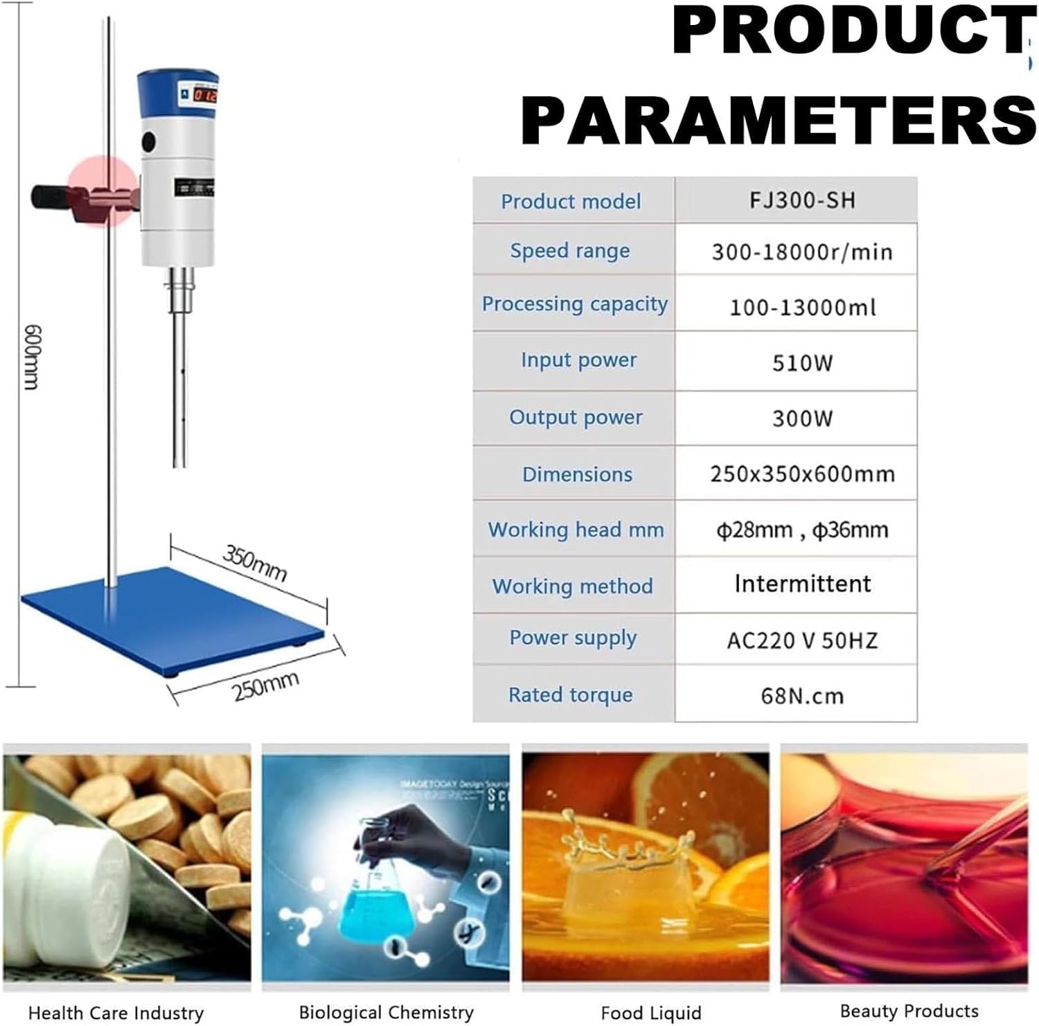 Homogeneizador ultrasónico de alta velocidad, capacidad de 30-13 litros, velocidad ajustable 30-11000 rpm, 2 cabezales de trabajo para una emulsificación líquida eficiente