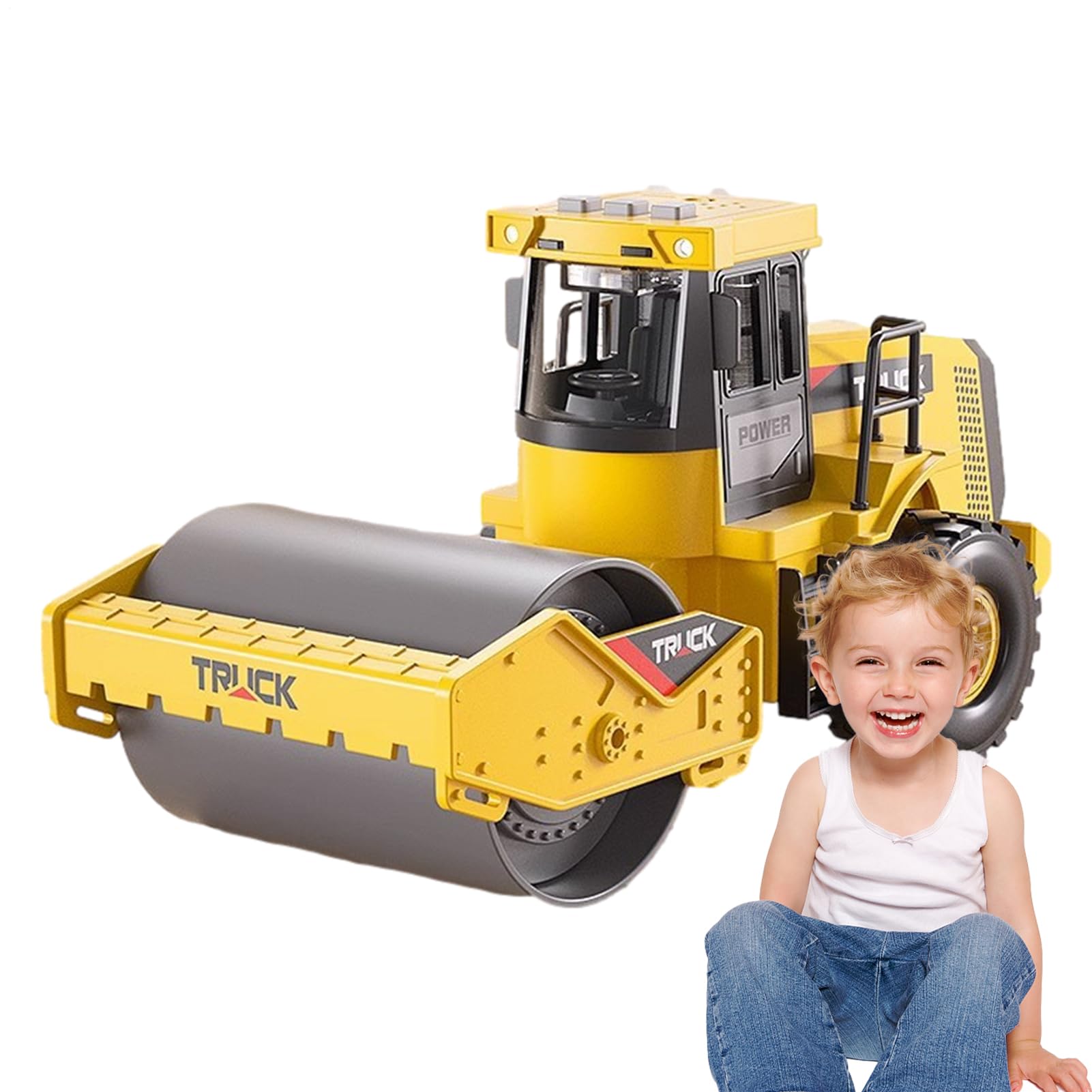 Jouet à roulettes - Rouleau à vapeur | Jouet rouleau compresseur – Chantier de construction de simulation de véhicule de 12 pouces pour garçons et filles, construction en métal durable, parfait comme
