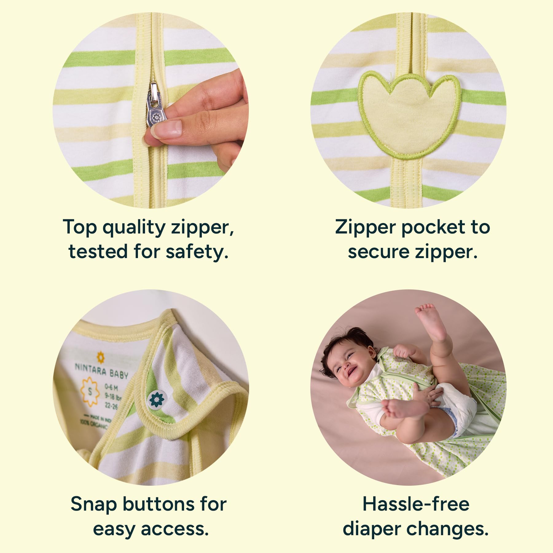 NintaraBaby 0.5 TOG Sleep Sack, Premium Organic Cotton - Image 4