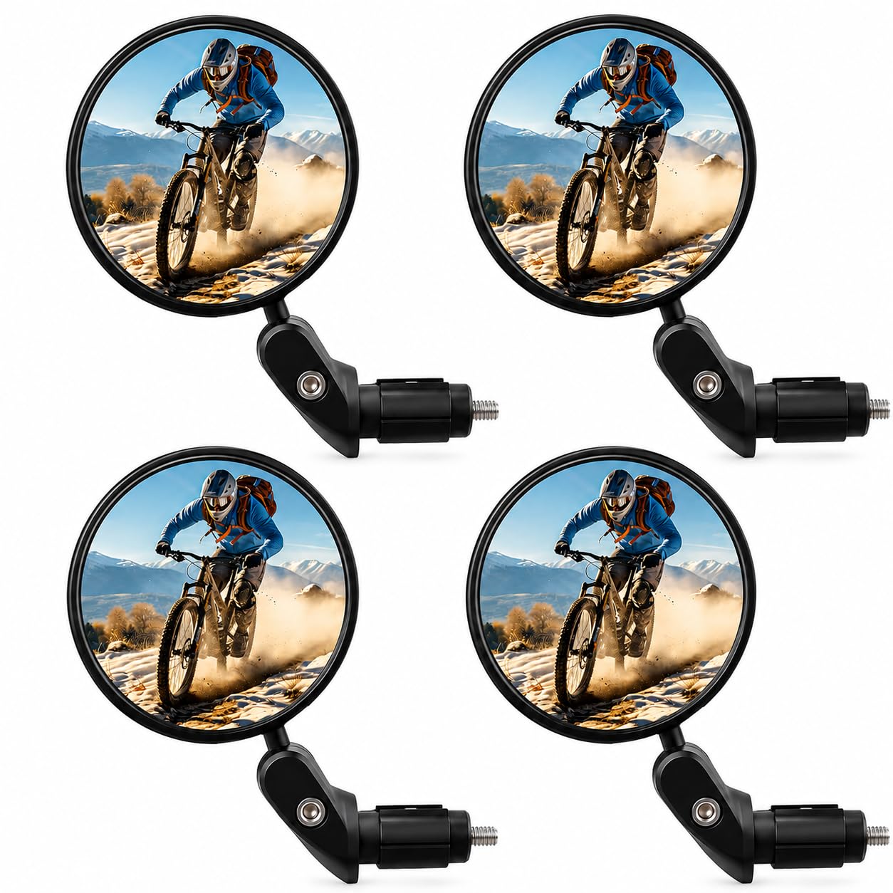 4PCS Bike Mirror, Bar End Bike Mirrors, Adjustable Bicycle Mirrors for Handlebar 18-22mm with Wide Convex View, 360° Rotating Cycling Rear View Mirror Handlebar Mount for Road and Ebike Accessories