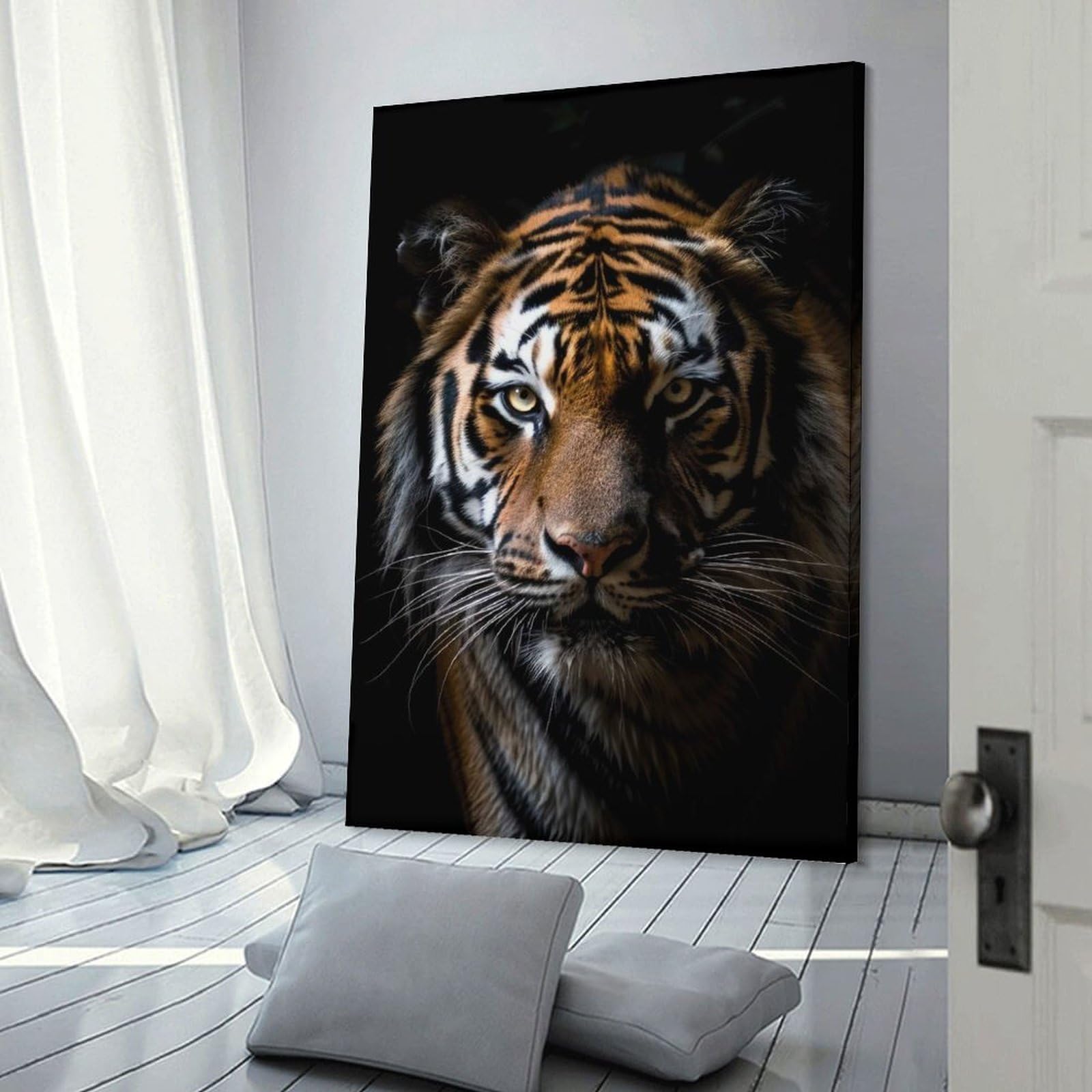 Tiger Close-Up Portrait Photo Decorative Wall Artwork, 24x36inch(60x90cm), for Home Lounge, Bedroom Or Reading Nook, Easy Decor for Gallery Walls