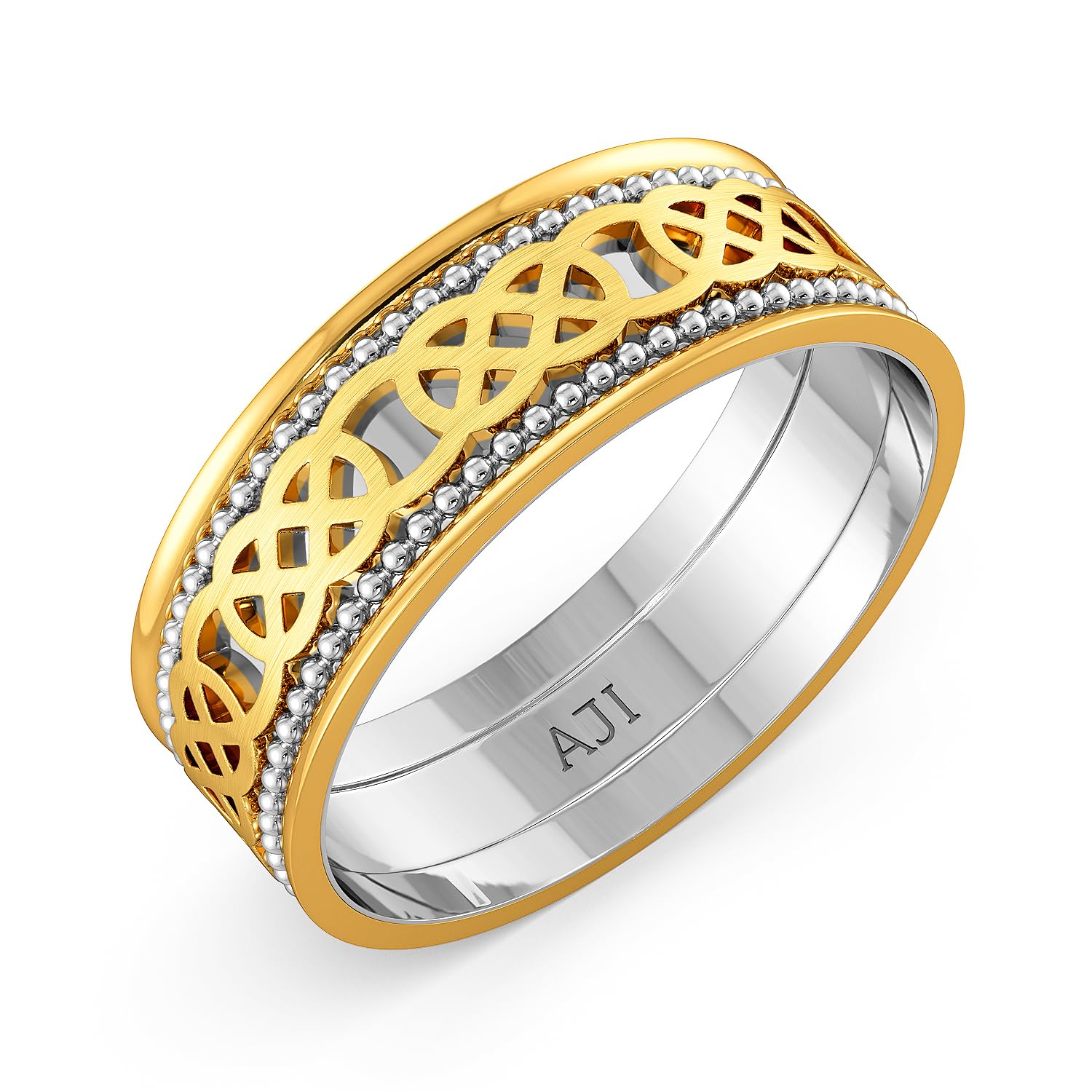 joyalukkas 18k (750) Purity BIS Certified Round Criss-cross Designer Gold Ring For Men-picture-34