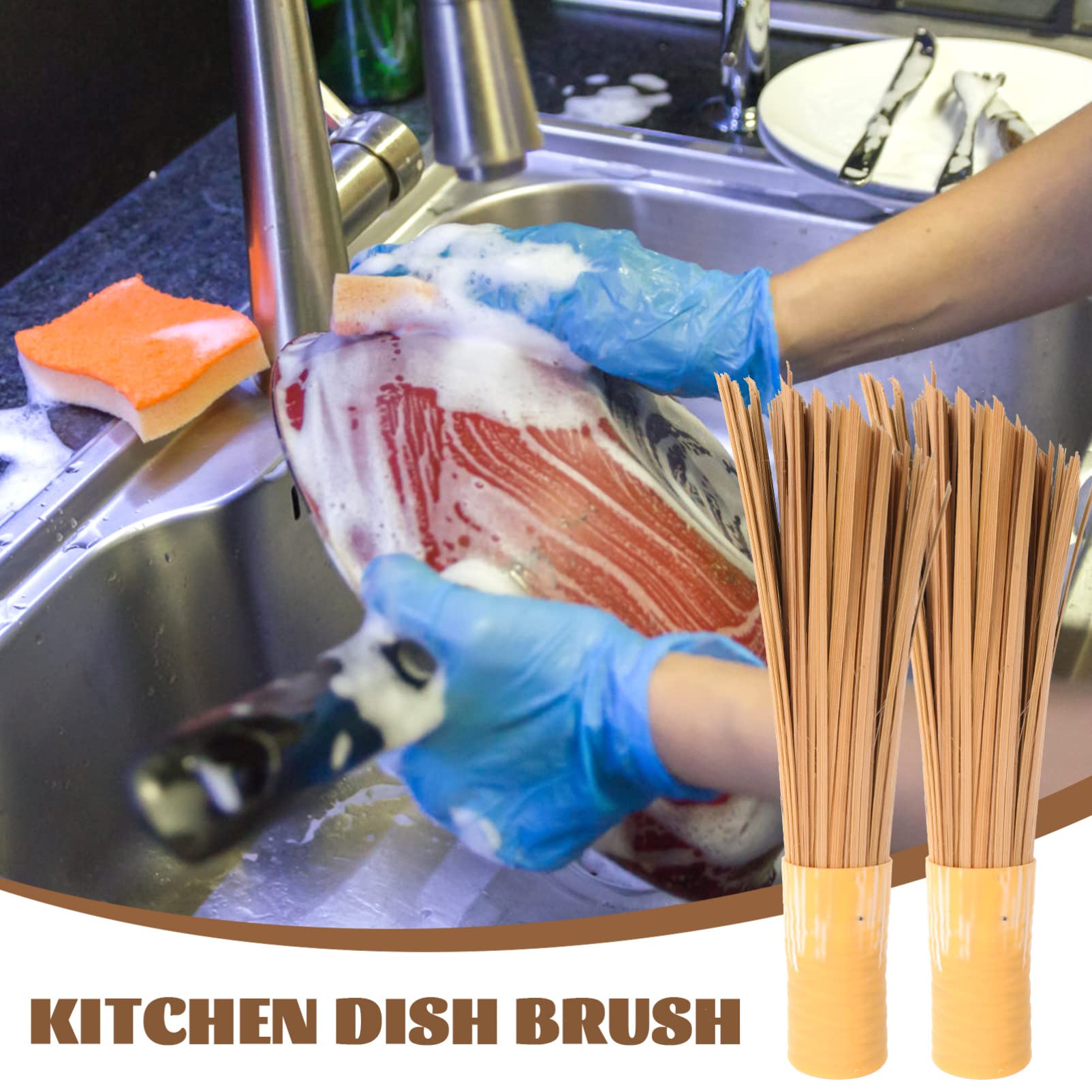 Brosse à Pot 3 Pièces en Bambou pour Nettoyage Multi-Fonction