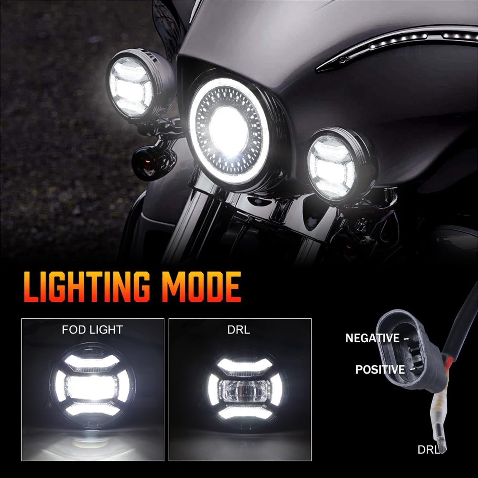 Faro Moto Per FLHTCU Per FLHTK Per FLHR LED Fendinebbia | Proiettore Fendinebbia LED Rotondi 4,5 Pollici Proiettore Ausiliario Moto Faro Fendinebbia Per Moto Con DRL Per Road King