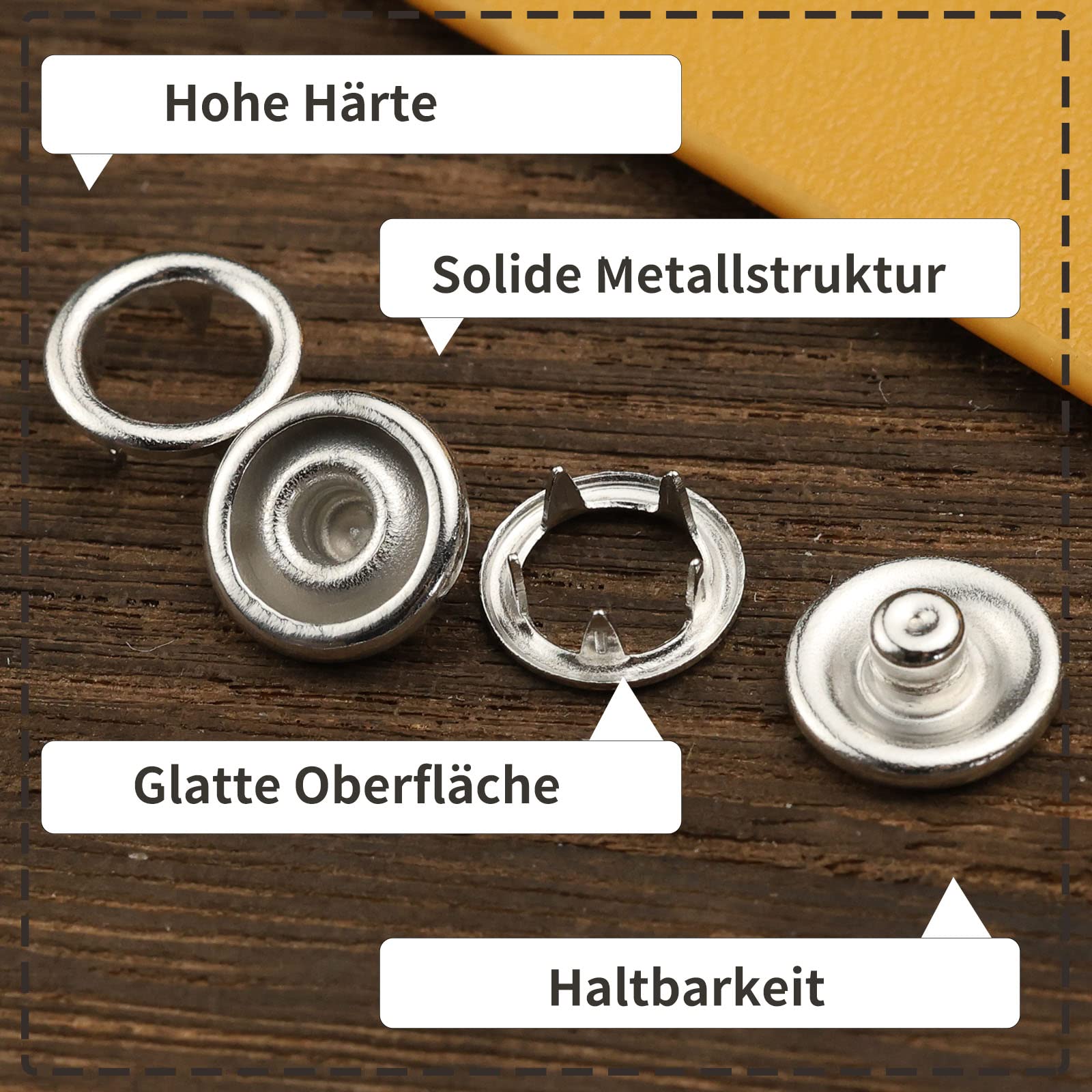 Set 100 Bottoni A Pressione Argento - Kit Fai Da Te Con Pinza Per