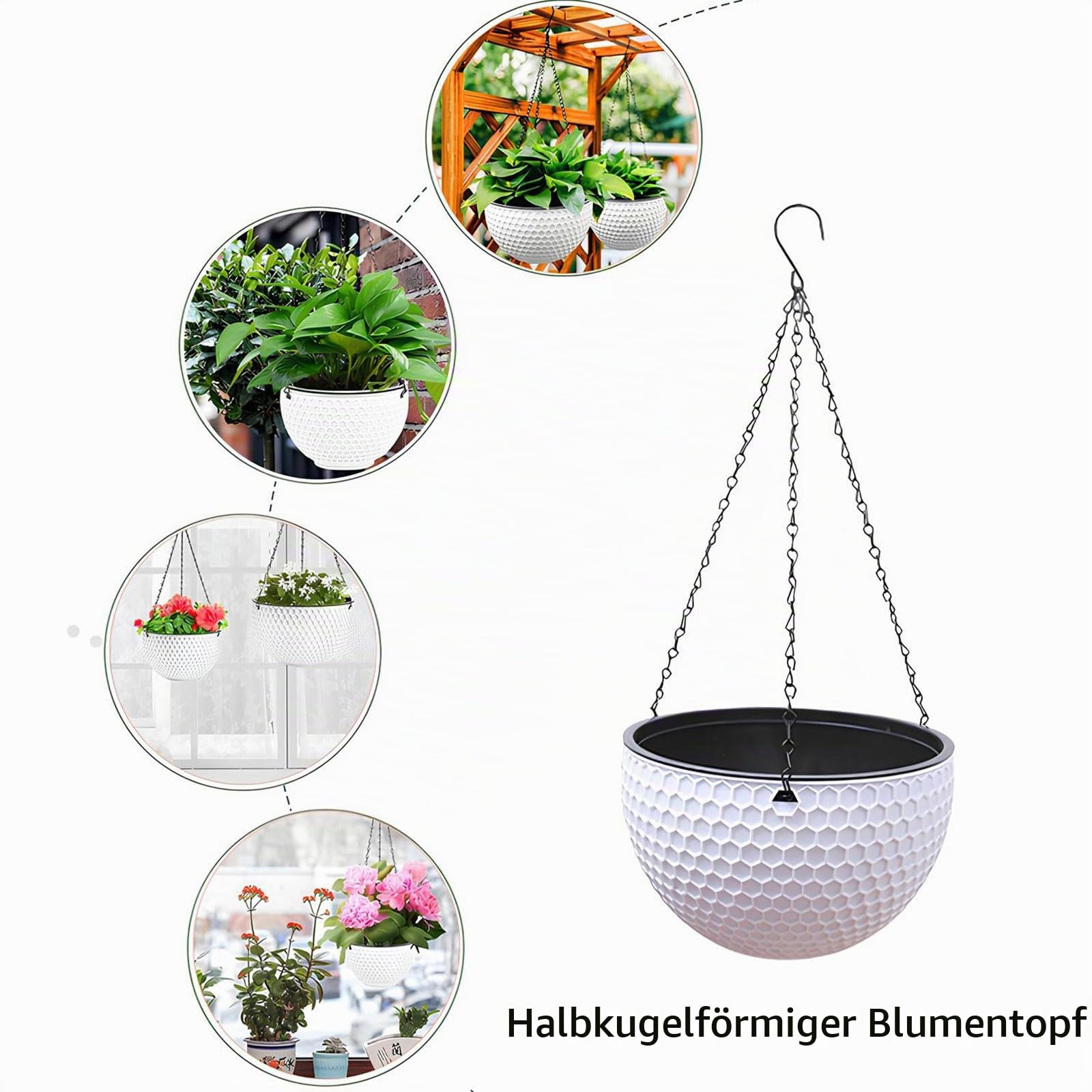 Hängende Blumentöpfe, 2 Stück Blumenampel Außen, Für Innen Draußen, Weiß M | Pflanzampel Hängeampel, Hängende Blumenampel Mit Rostfrei, Mit Drainagelöchern Und Stöpseln,Für Decken Balkone Wanddekoration