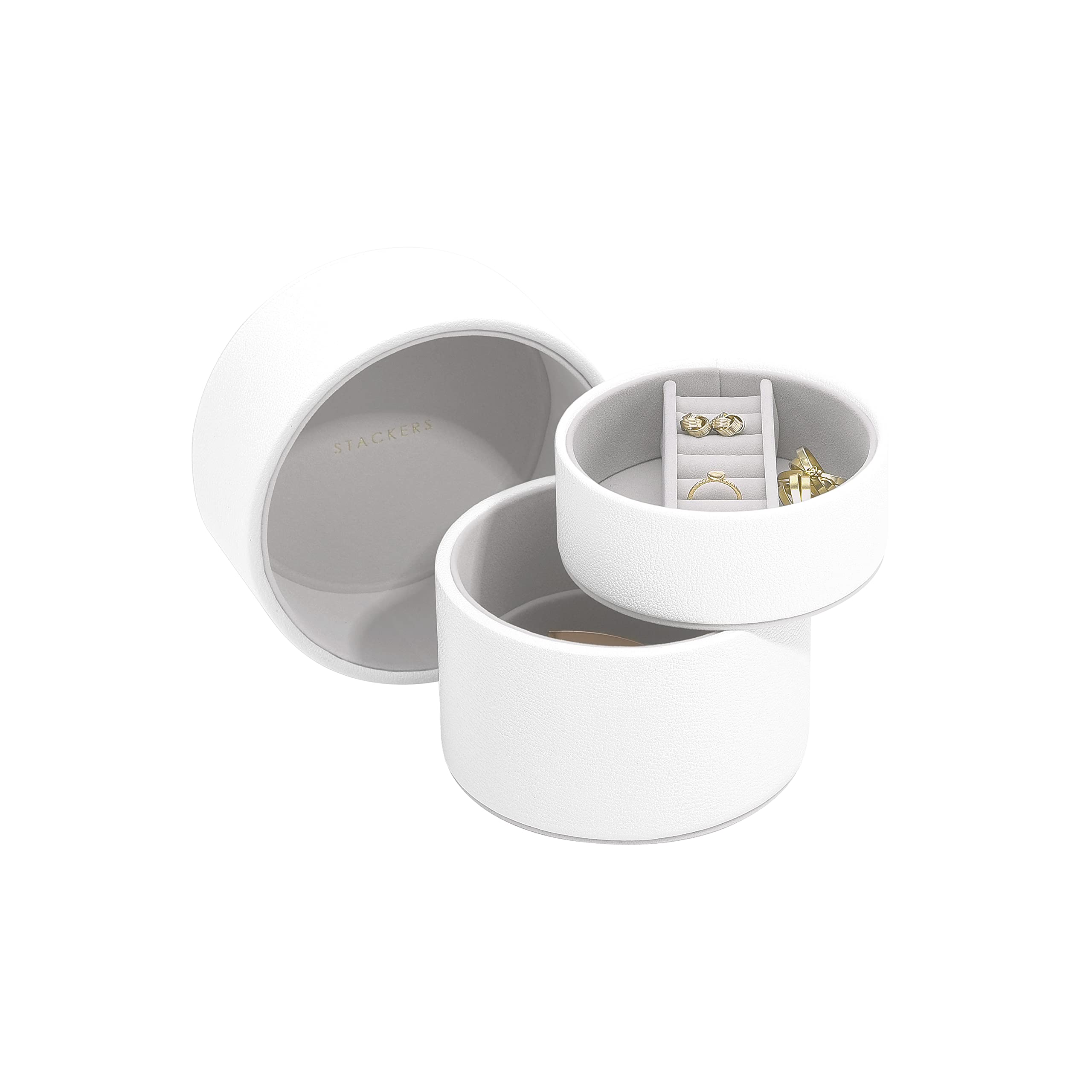 Stackers White Pebble Bedside Table Jewellery Box Pod