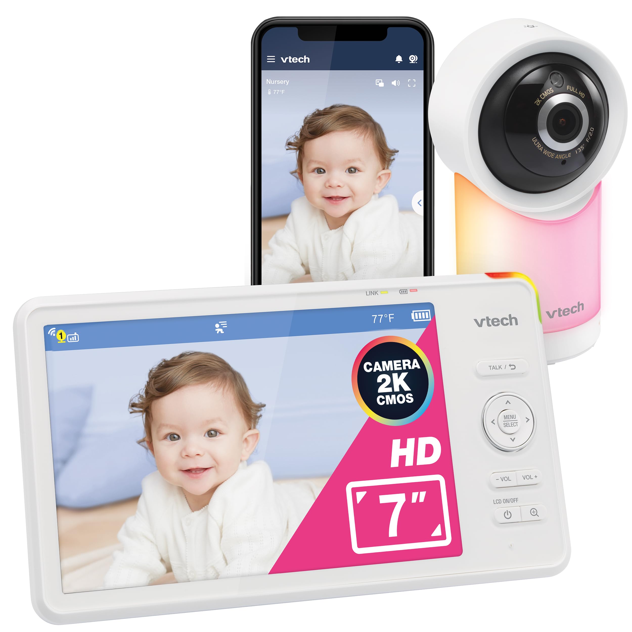 Amazon.com: VTech Smart WiFi 7” HD Display Video Baby Monitor