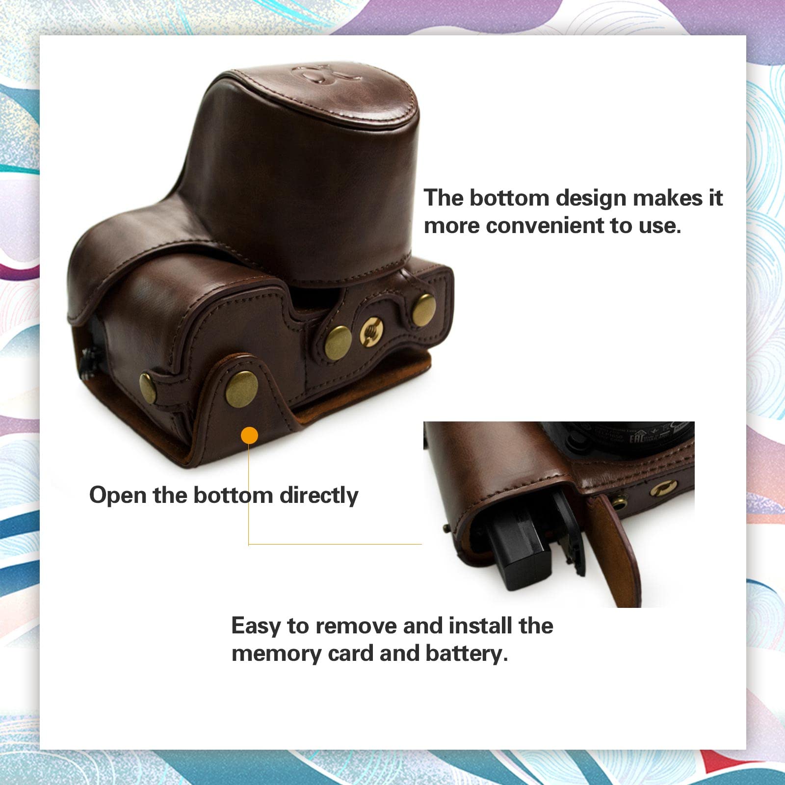 kinokoo Housse pour Sony A6400, étui de Protection en Cuir PU Compatible avec appareils Photo numériques Sony Alpha 6400, A6100, A6000 et A6300 avec Objectif 16-50 mm et bandoulière réglable - Café